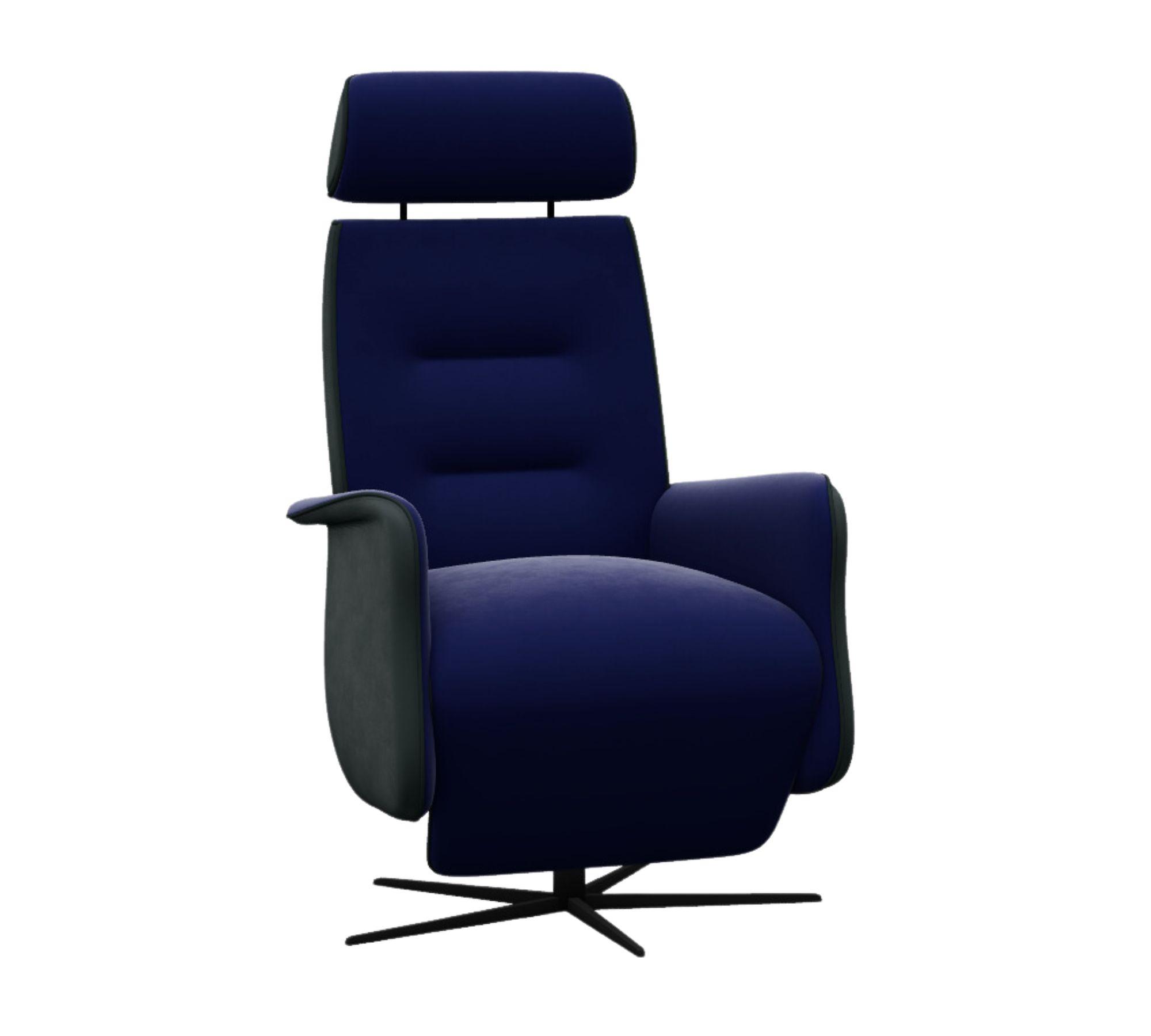 Fåret Sessel Samt Anilinleder Solemio Blau 1