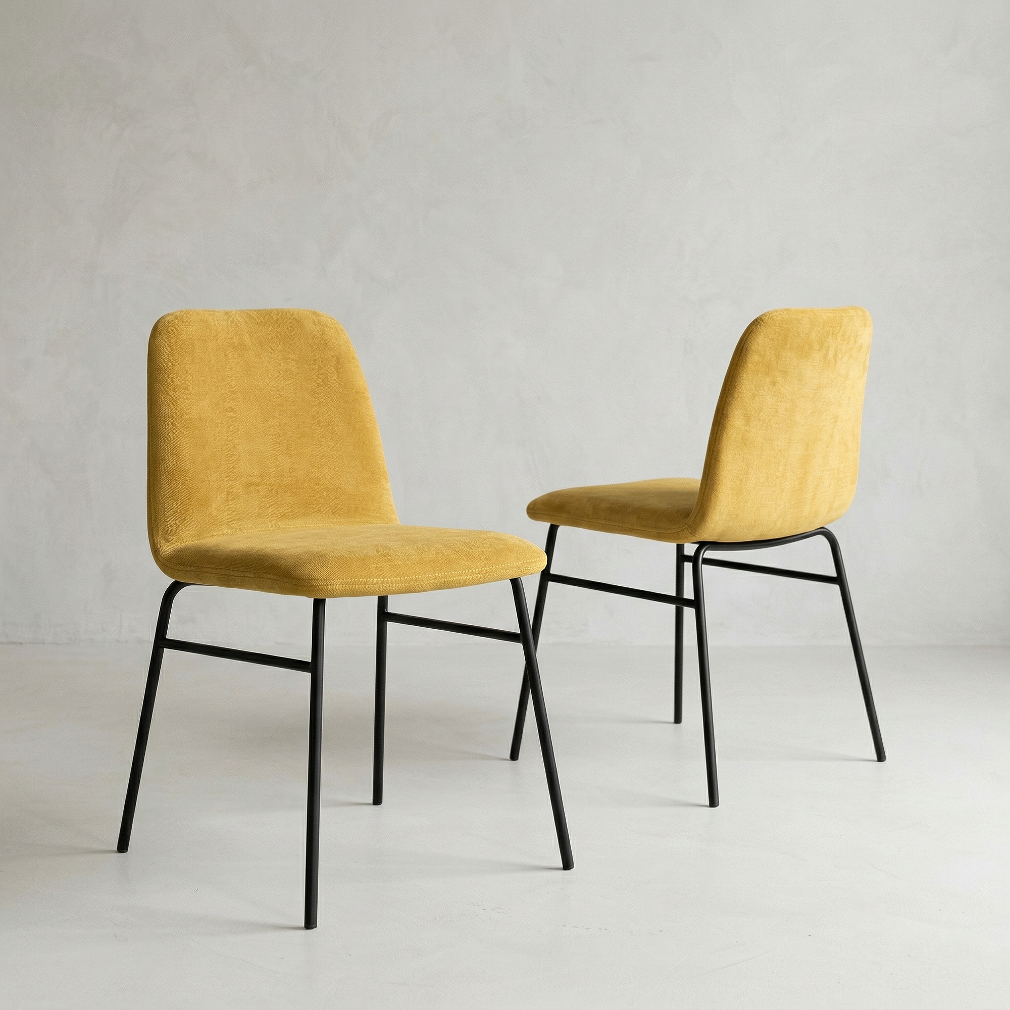 2x Bardot Chair Textile Metal Yellow 0