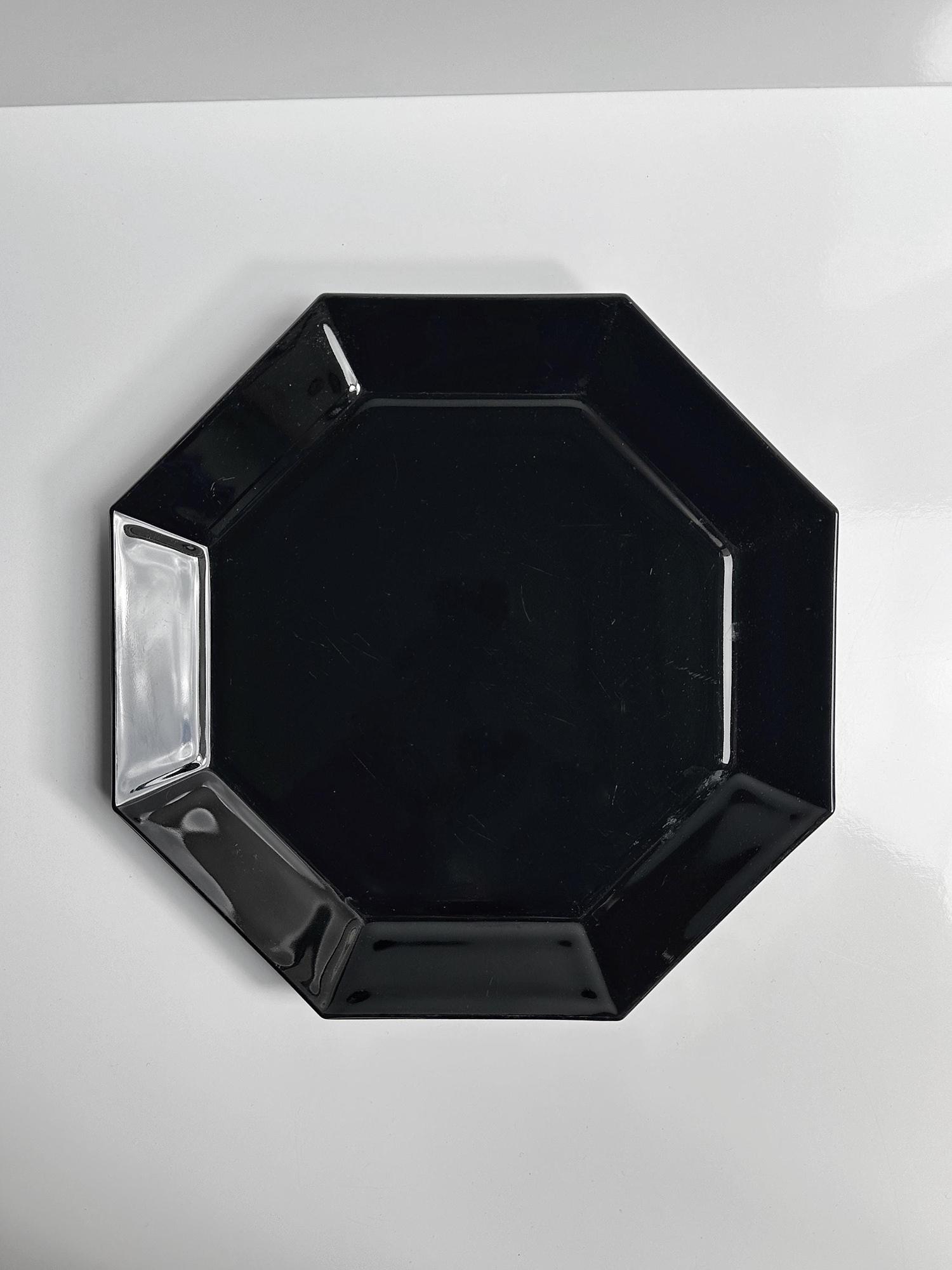 Octime fruit bowl glass black 1980s 2