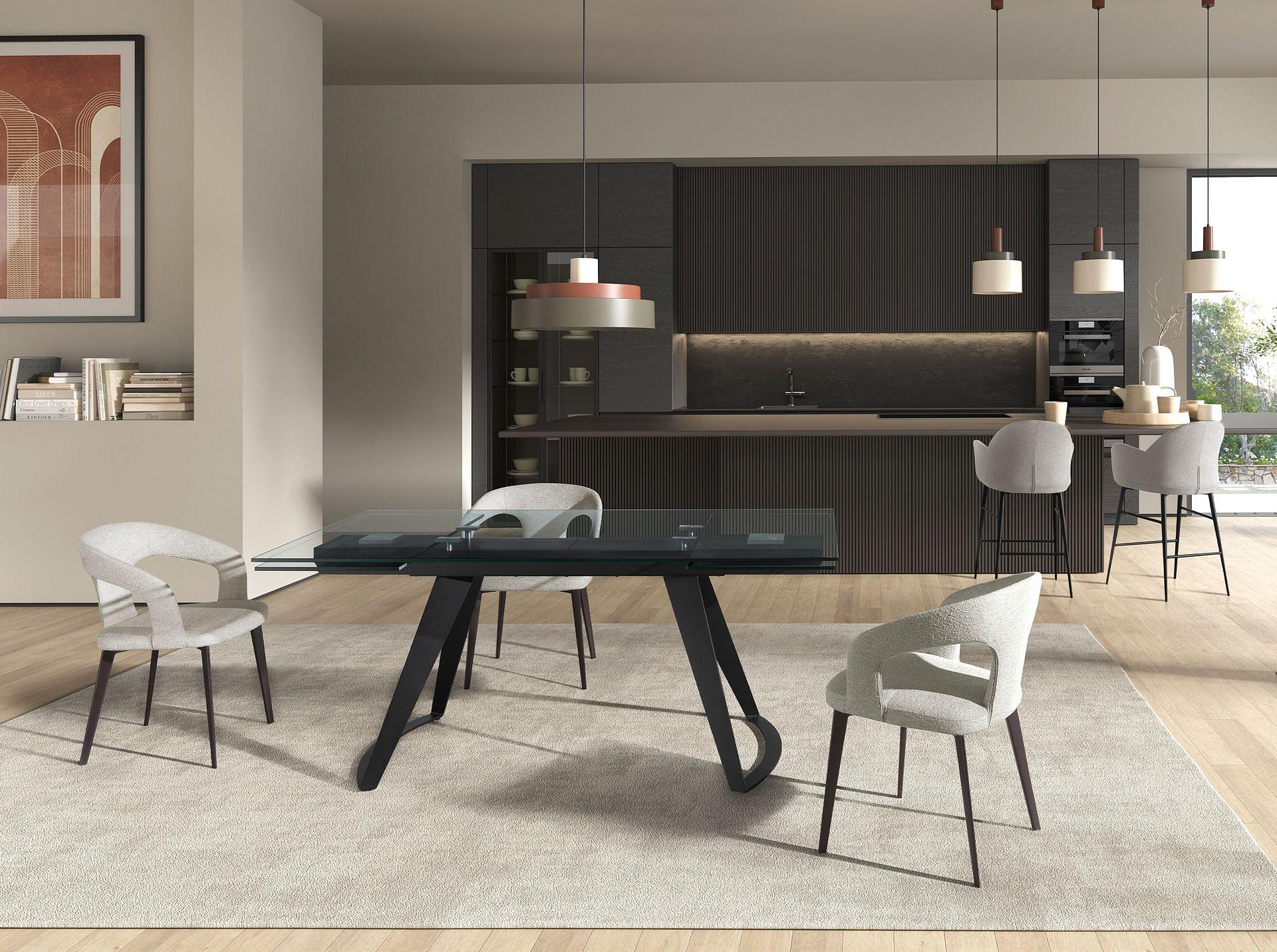 Sgabello da bar in tessuto grigio 5