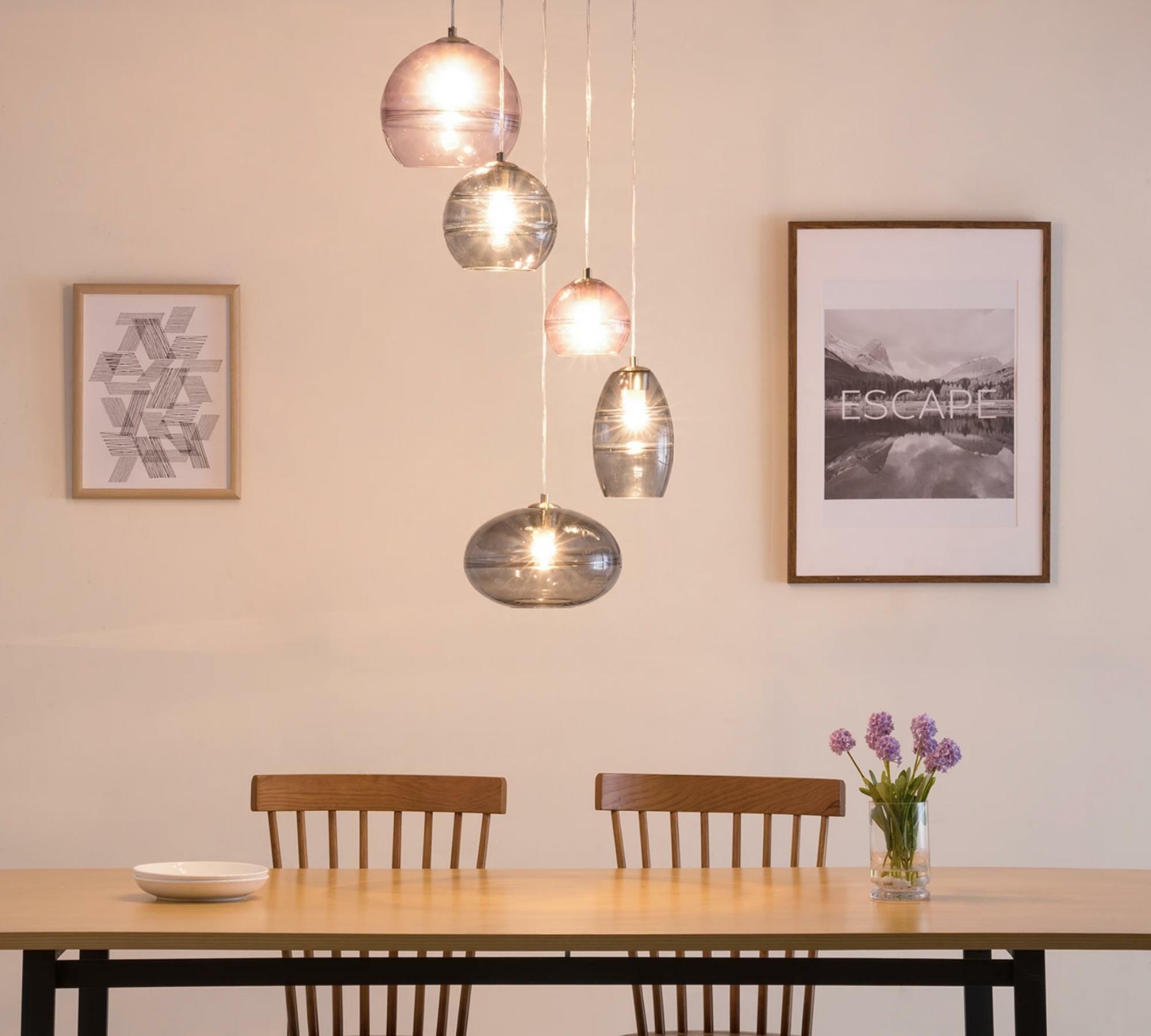 5-flammige Pendelleuchte Glas Bunt 8