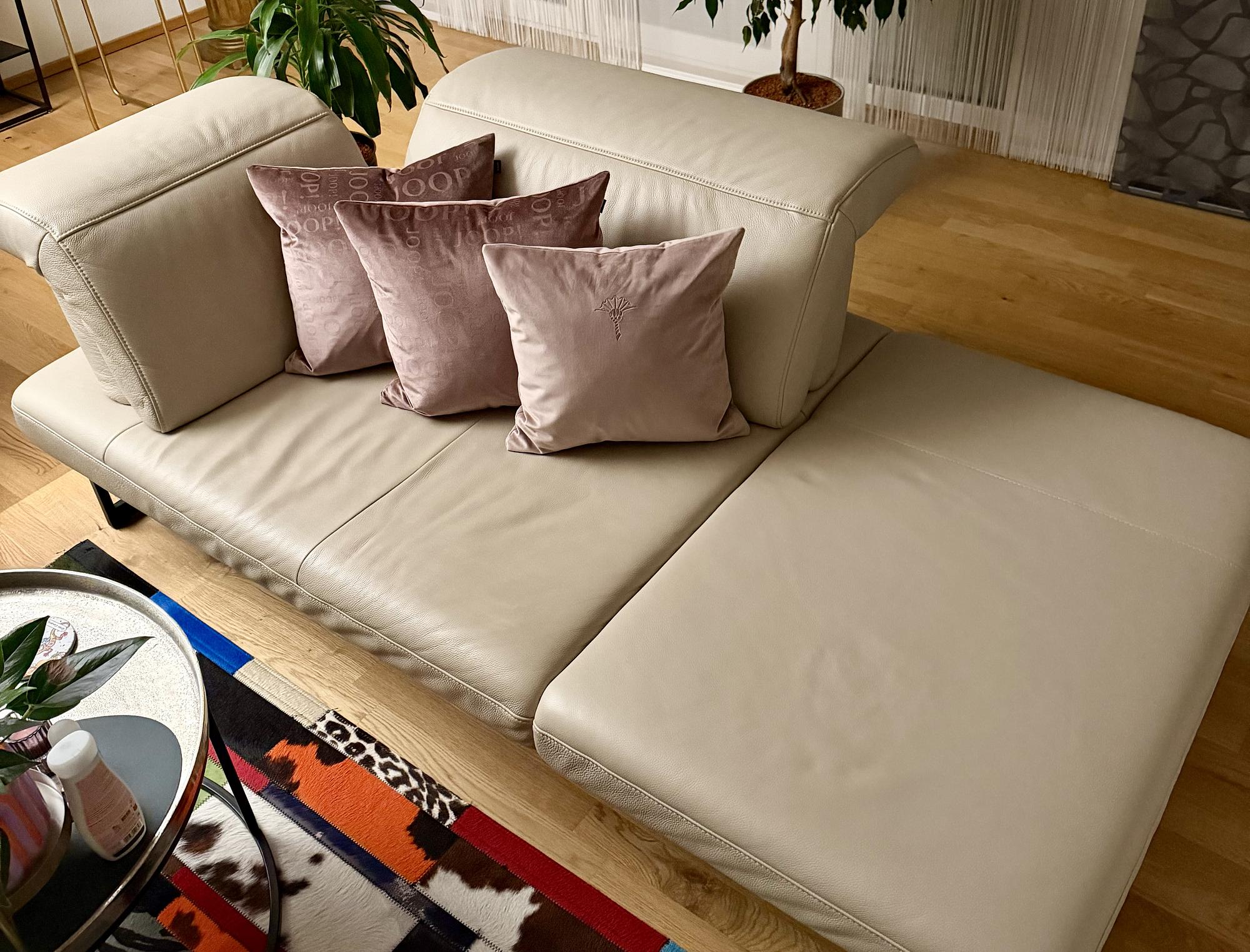 Récamiere und Sessel Leder Beige  0