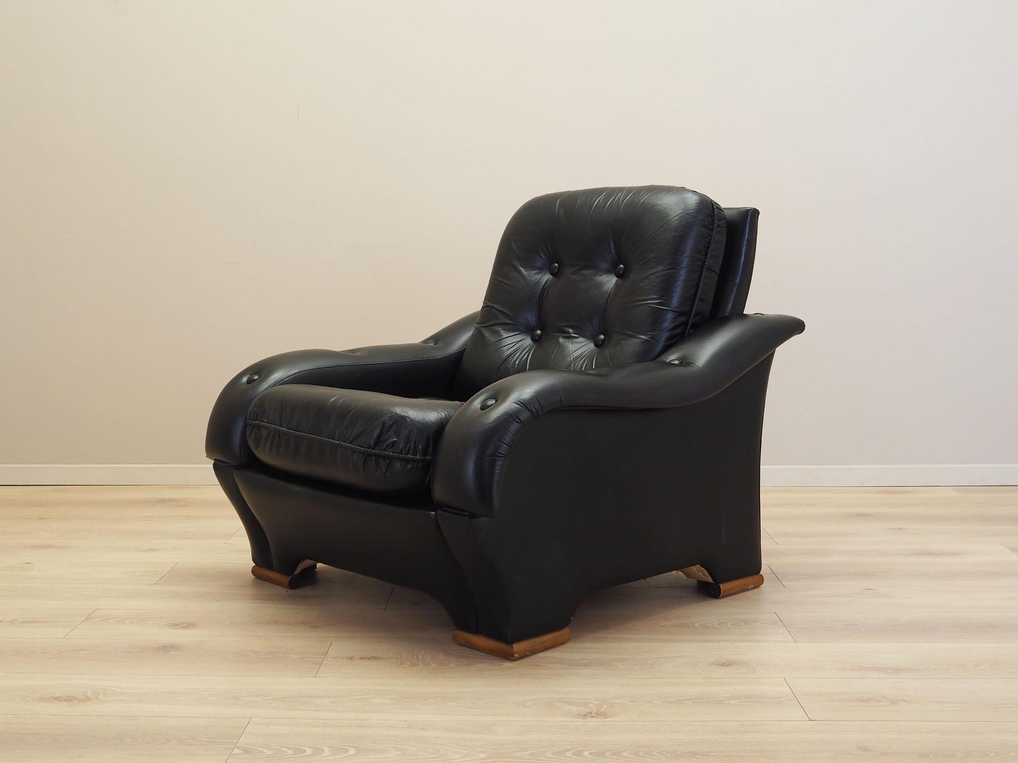 Armchair Faux Leather Black 1980s 5