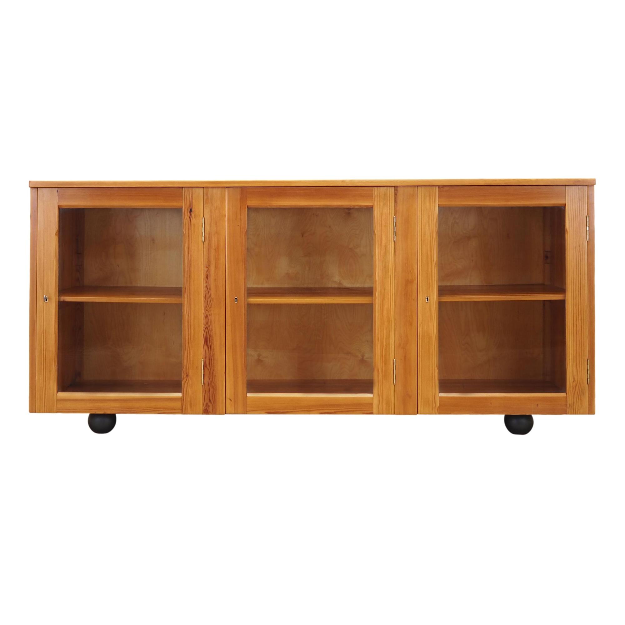 Display cabinet pine wood 1980s 0