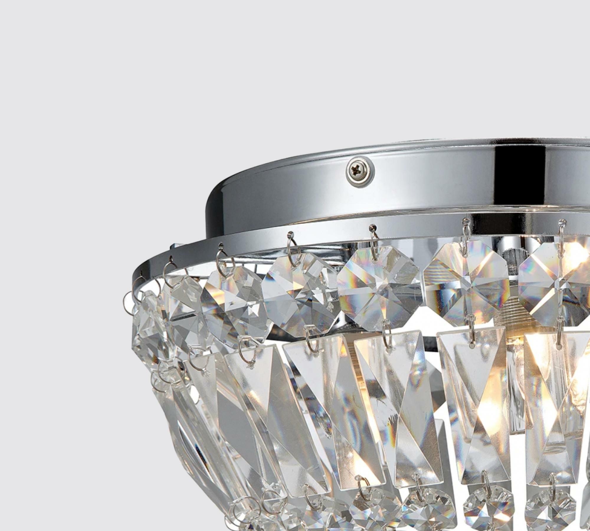 LED-Deckenlampe aus Kristallglas und Edelstahl 1