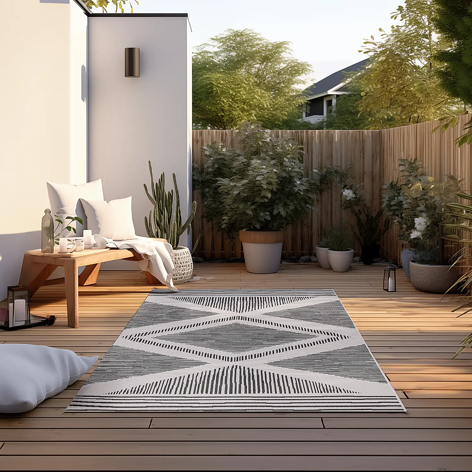 Rhombus In-/Outdoor-Teppich Schwarz 0