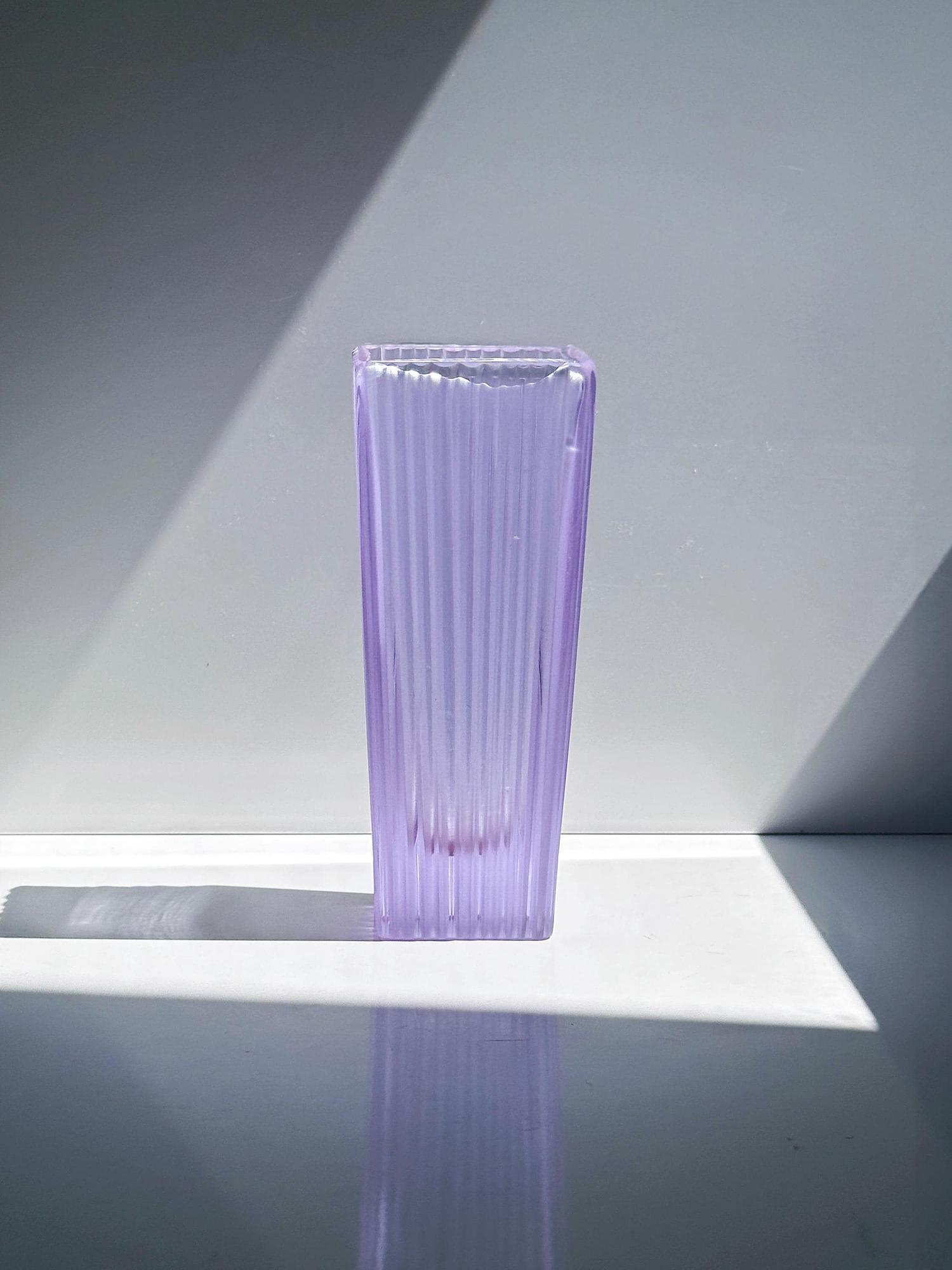 Vintage Blockvase Glas 1960er Jahre 2