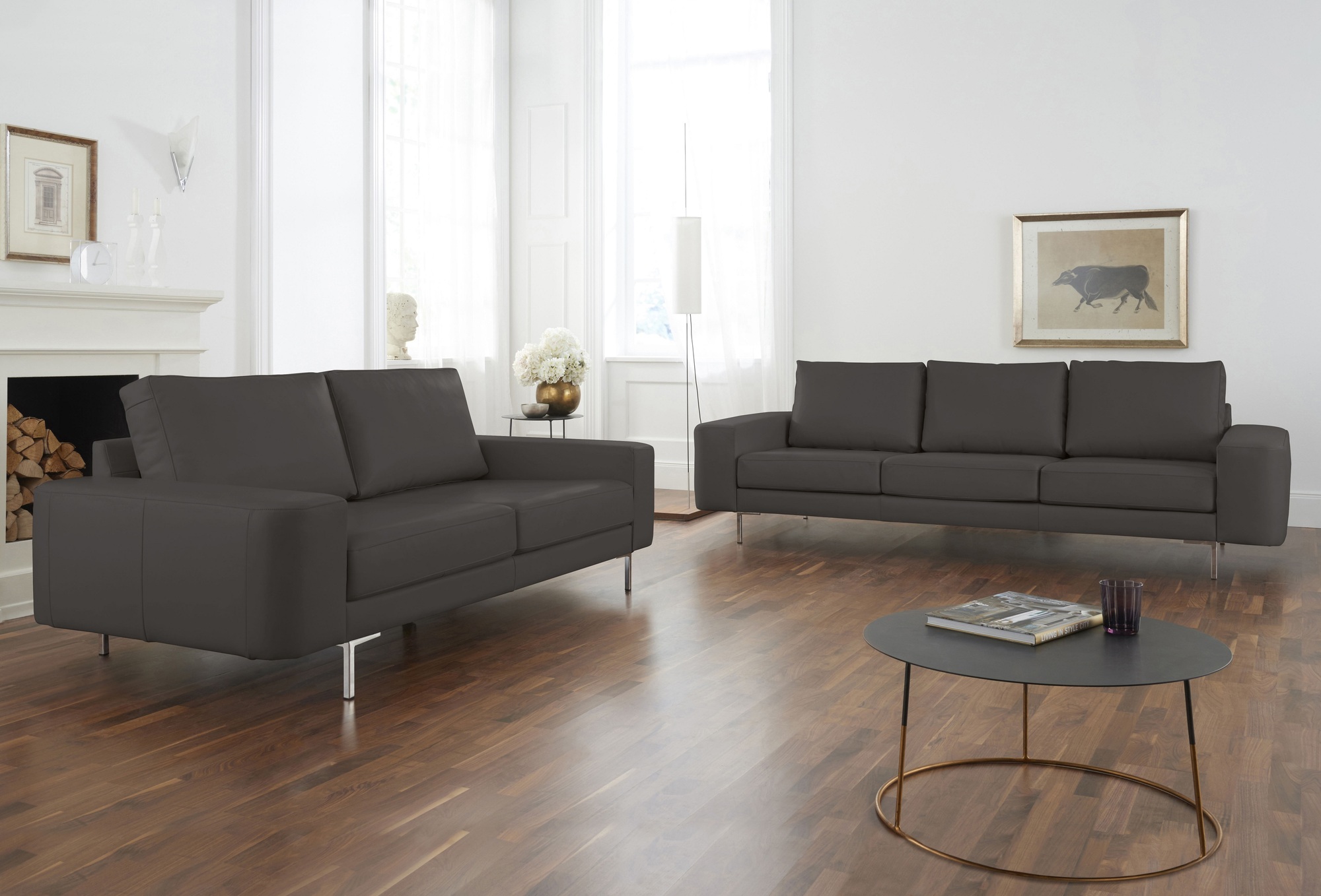 Lexgaard Sofa 2-Sitzer Leder Metall Braun 1