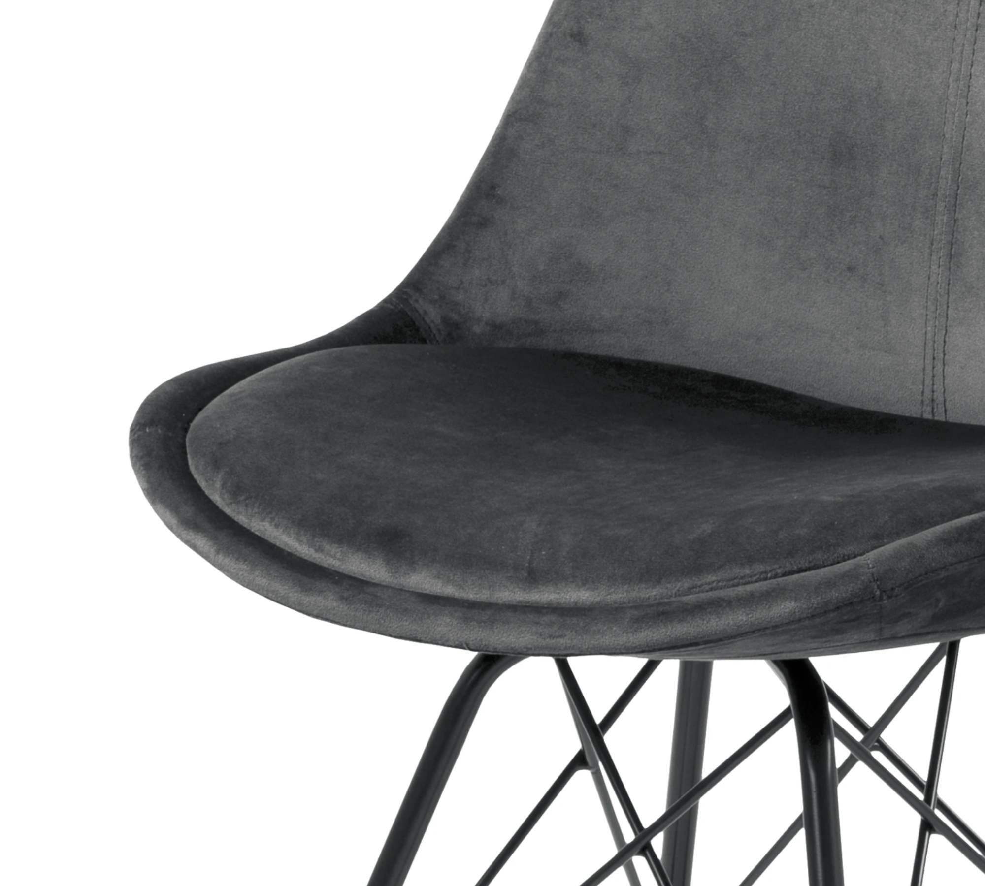 2x Esszimmerstuhl Samt Eisen Schwarz 5