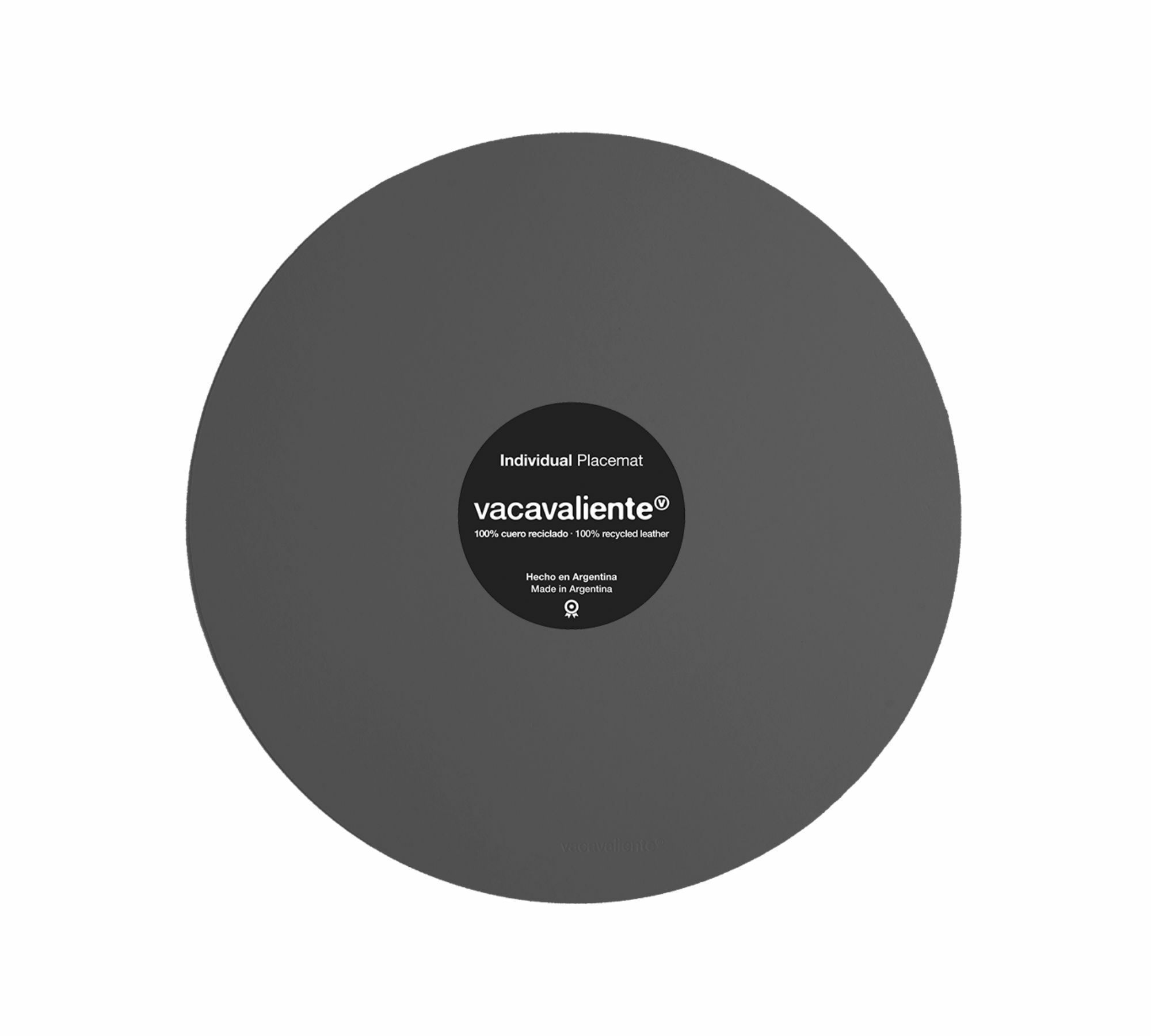 Rundes Tischset Ruca 100% Recyceltes Leder Grau 2