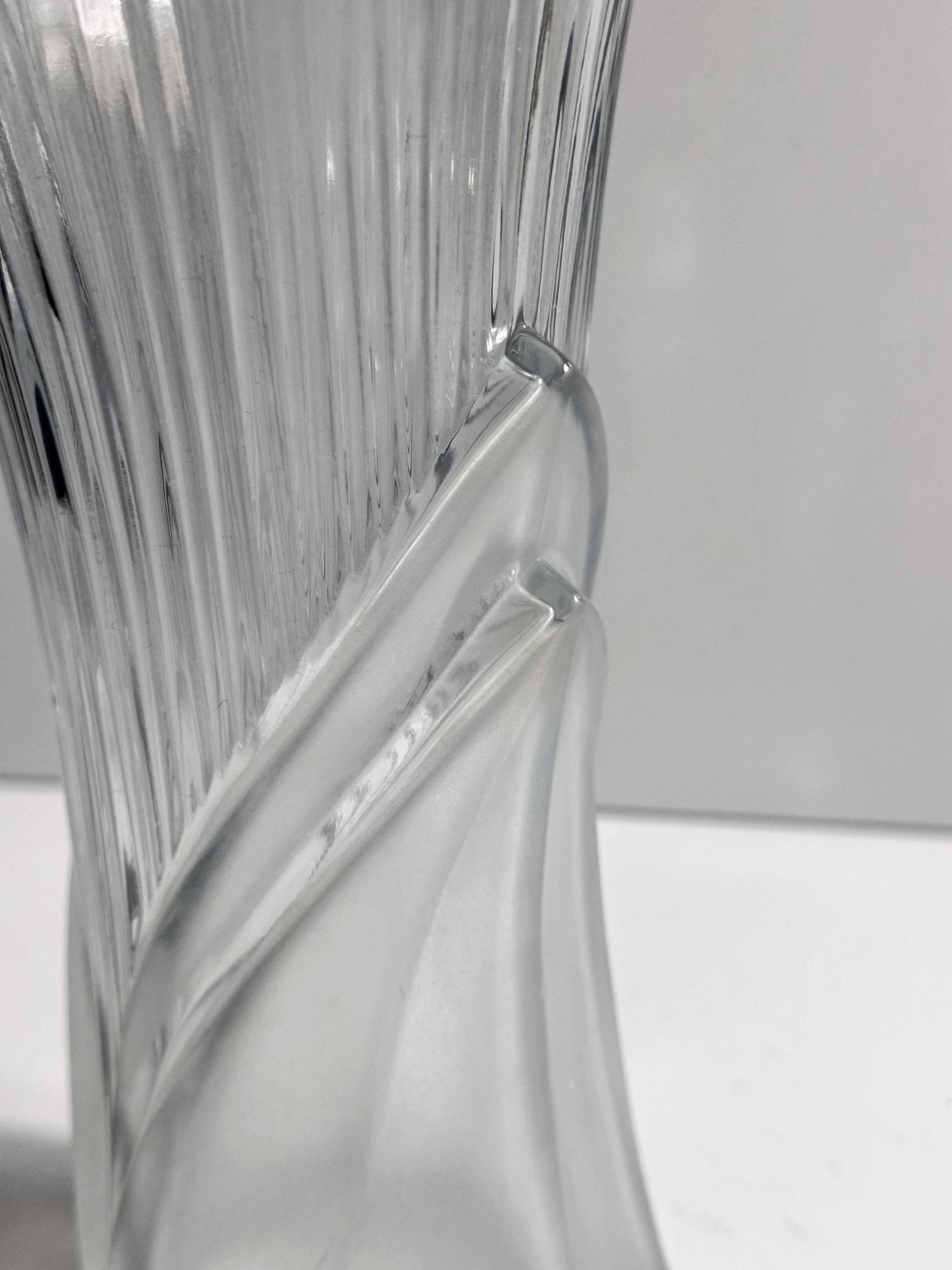 Vintage Art Deco Revival Glas Vase Transparent 1980er Jahre 2