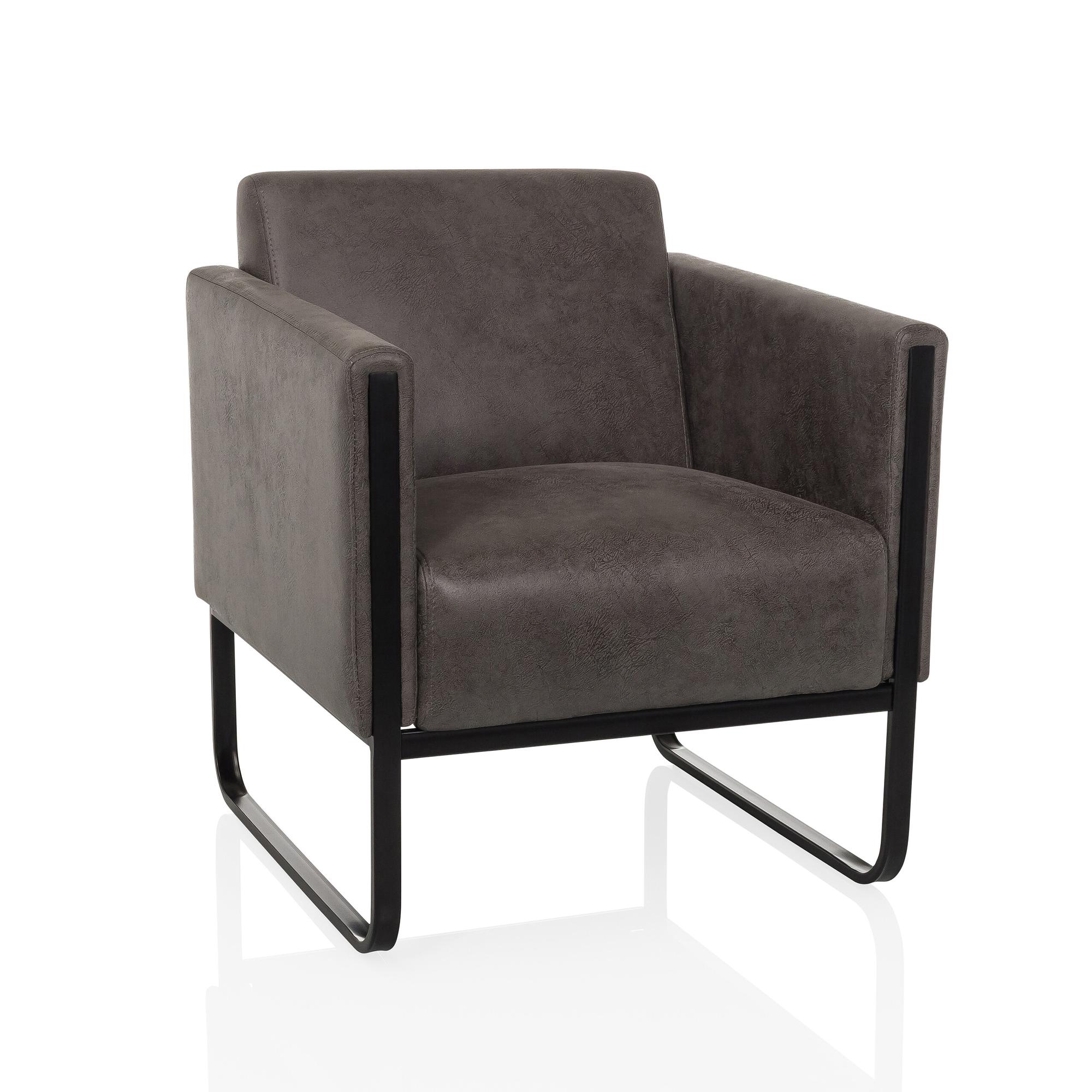 Aruba Retro Lounge Chair Faux Leather Gray 0