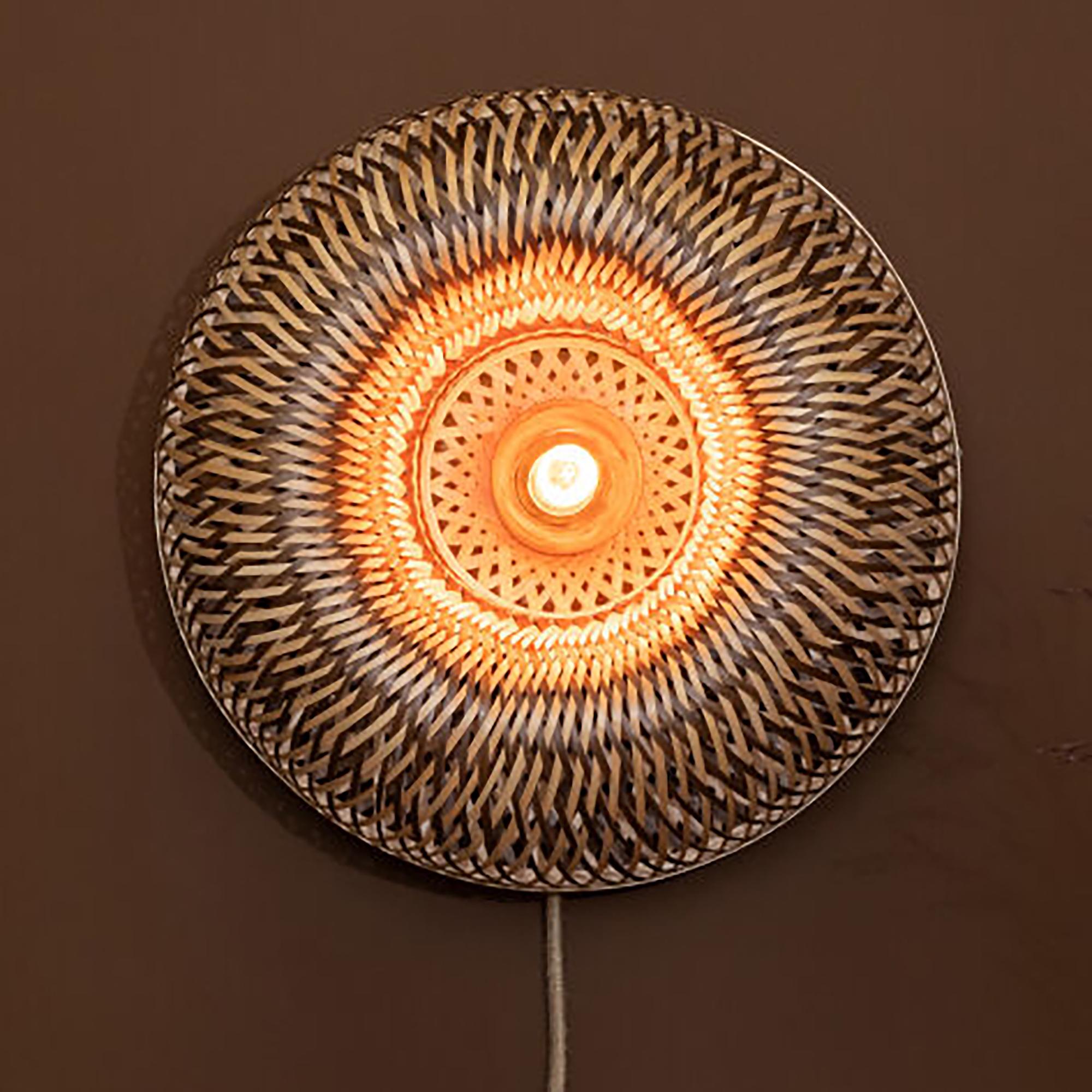 Barbados Wall Lamp 1-light Dark Brown Bamboo 1