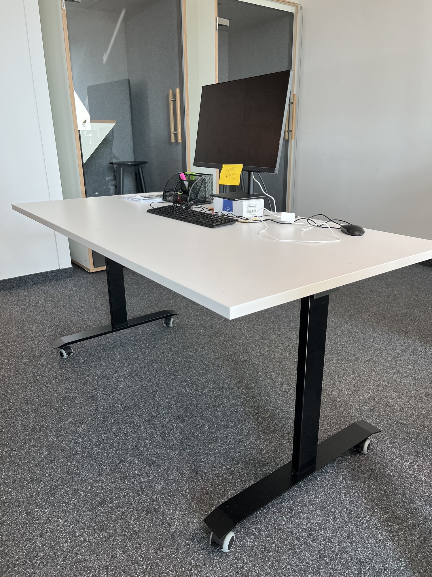 Schreibtisch Holz Metall Weiß 2