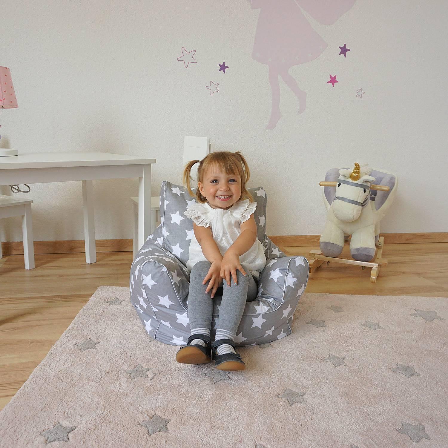 Kindersitzsack White Stars Grau Baumwollstoff 2