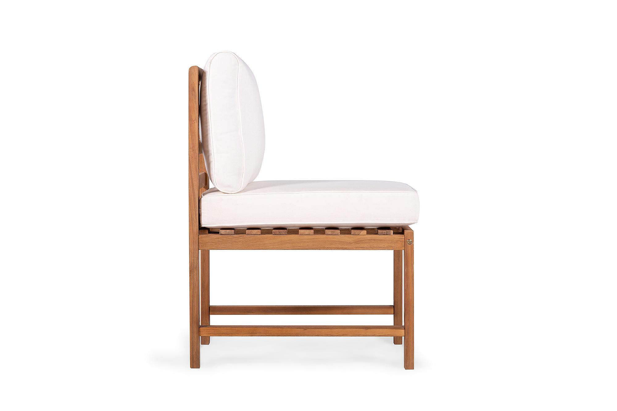 Dining Chair Bayton Acacia Solid Brown Beige 3