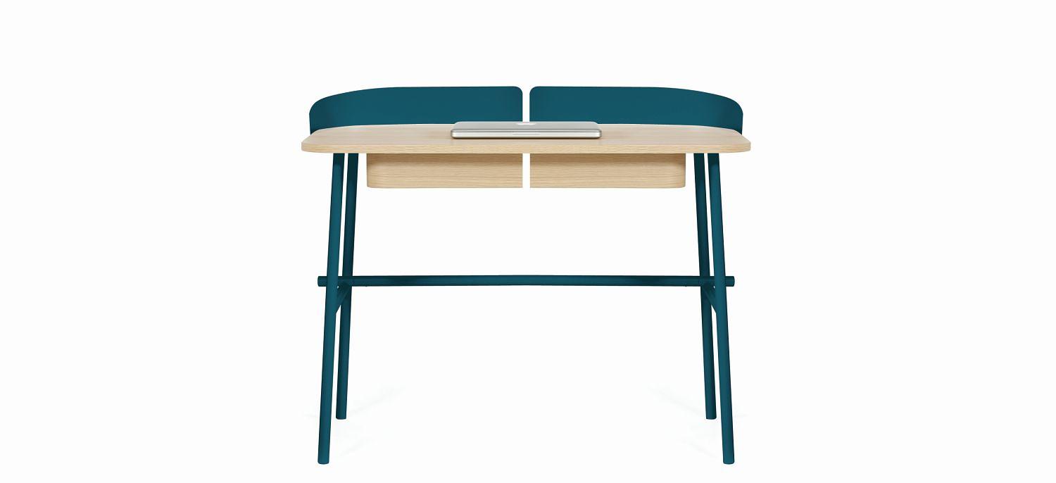 Victor Büro-Schreibtisch Eiche Blau 0