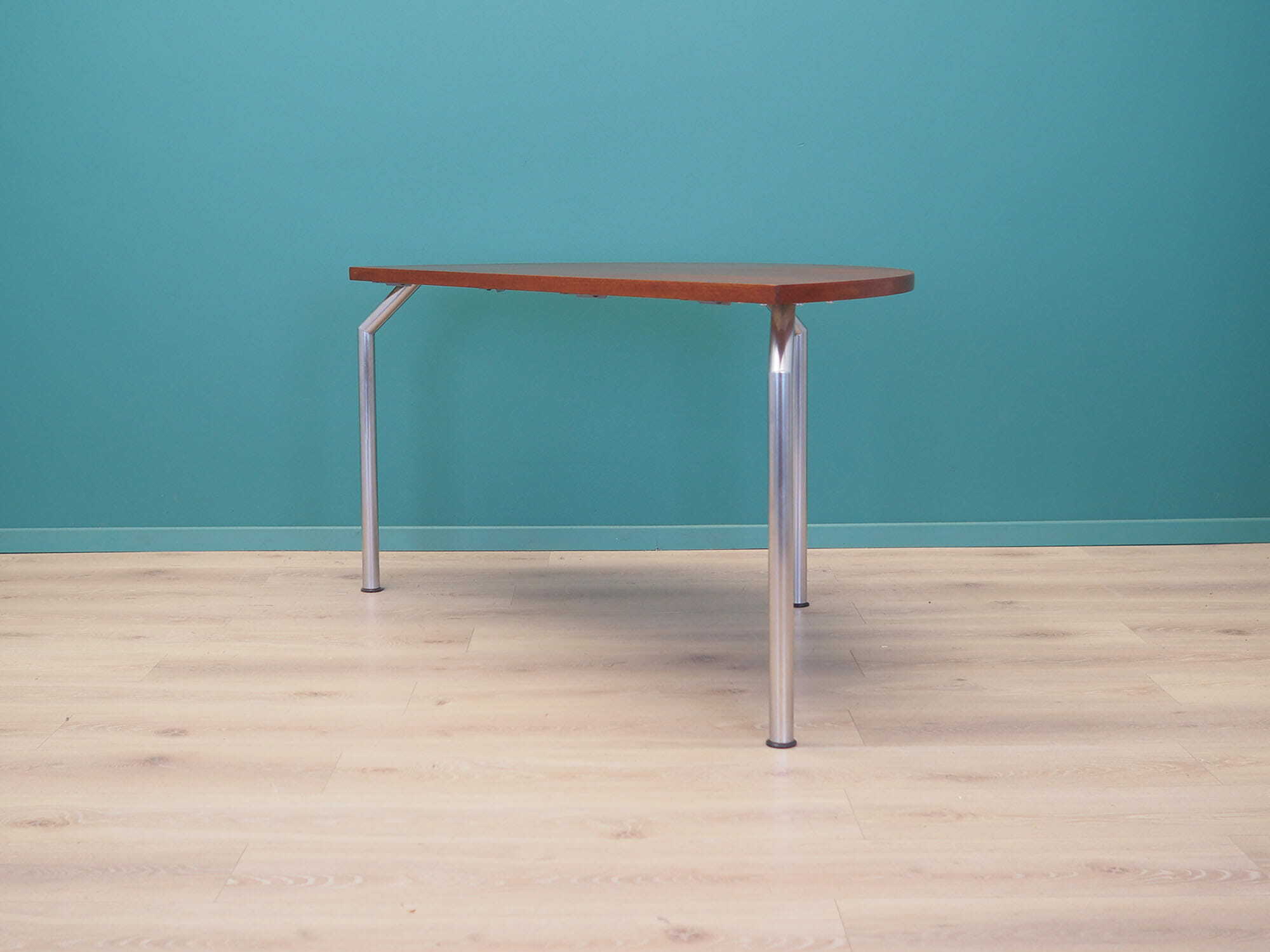 Vintage Tisch Halbrund Teakholz Metall Braun 1970er Jahre 5