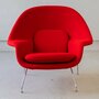 2x Vintage Eero Saarinen Womb Chair Sessel Wolle Stahl Rot 2