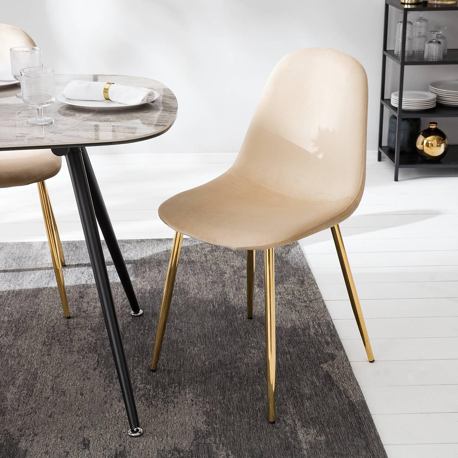 2x Esszimmerstuhl Yoyce II Samt Tiru Beige 3
