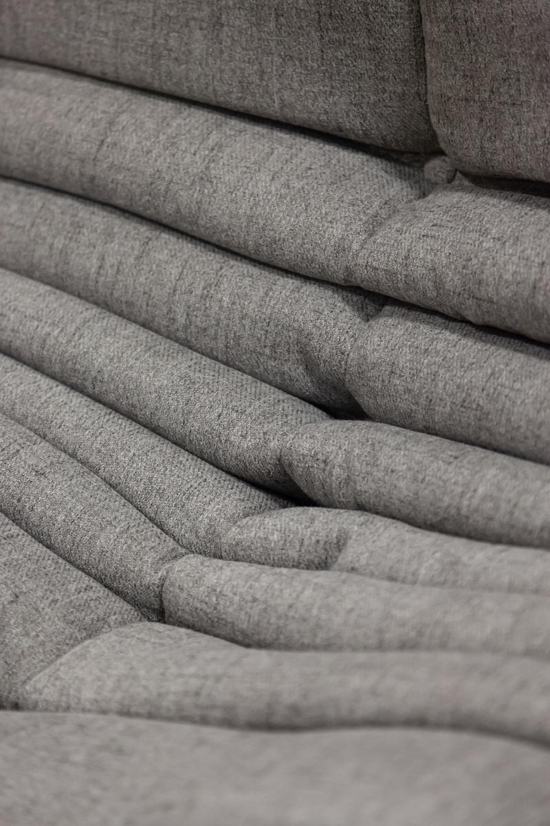 Togo Poltrona e Pouf Set Tessuto Grigio Caldo 5