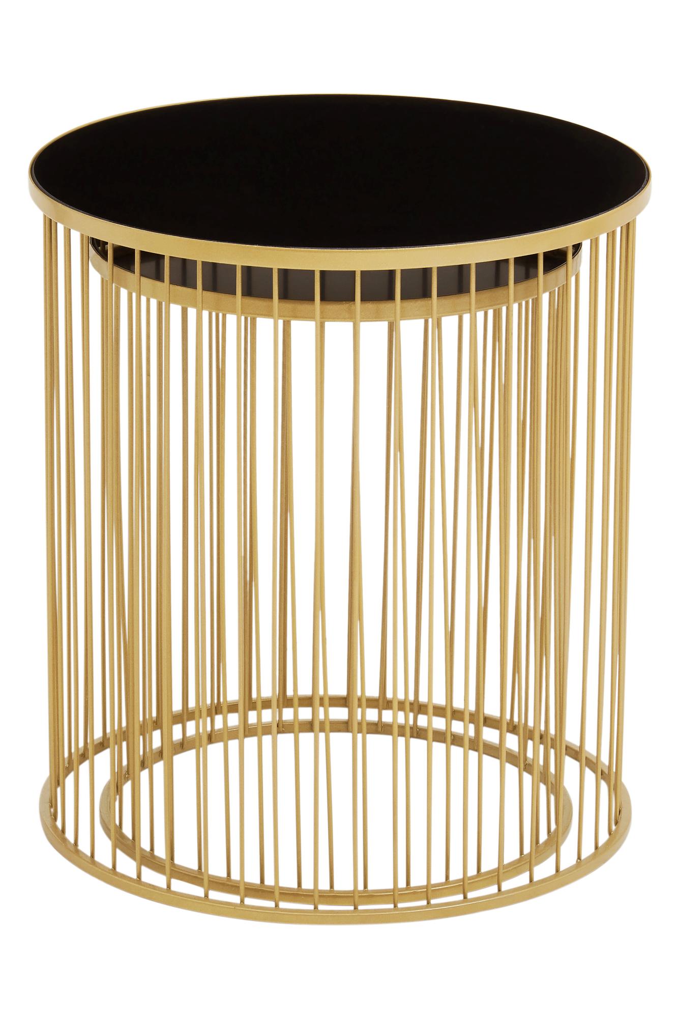 2x Avento Set aus zwei schwarz-goldenen Beistelltischen
 3