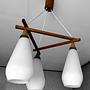 Wand- und Pendelleuchte-Set Teakholz Opalglas 2