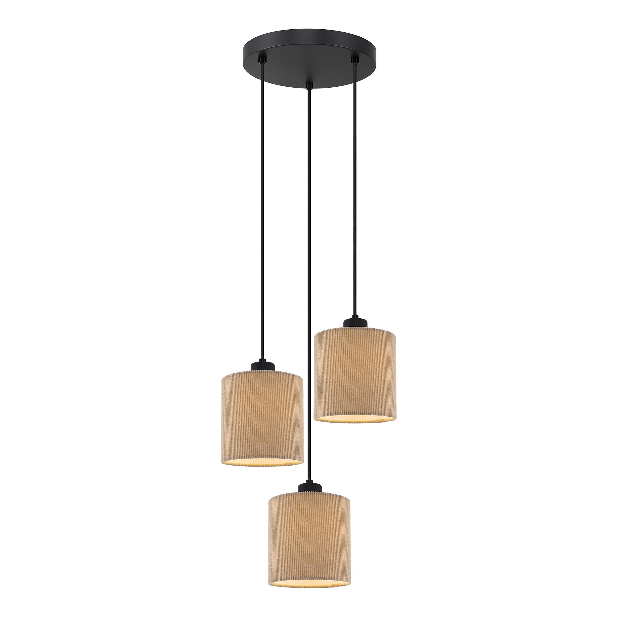 Coning Rund Pendelleuchte 3-flammig Gusseisen Samt Hellbraun 4