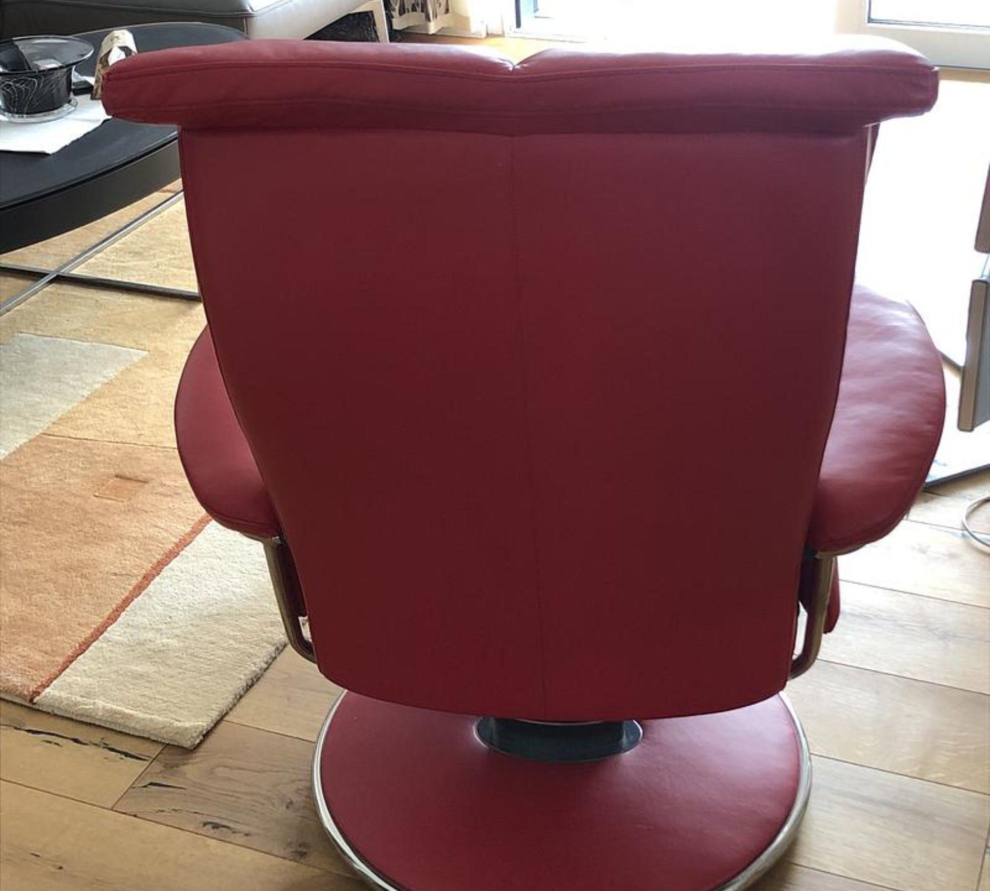 Relaxsessel mit Hocker Leder Rot 1
