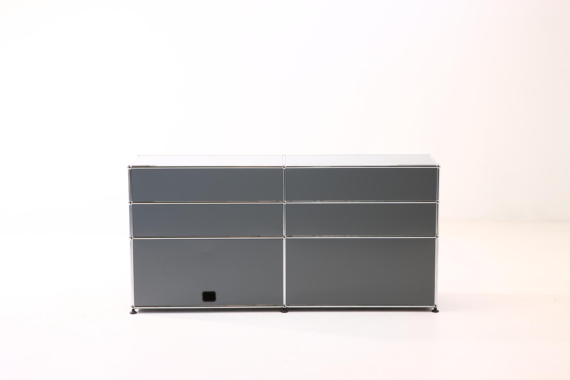 Sideboard 3x3 mit Flügeltüren & Schiebeschubladen Silbergrau 5
