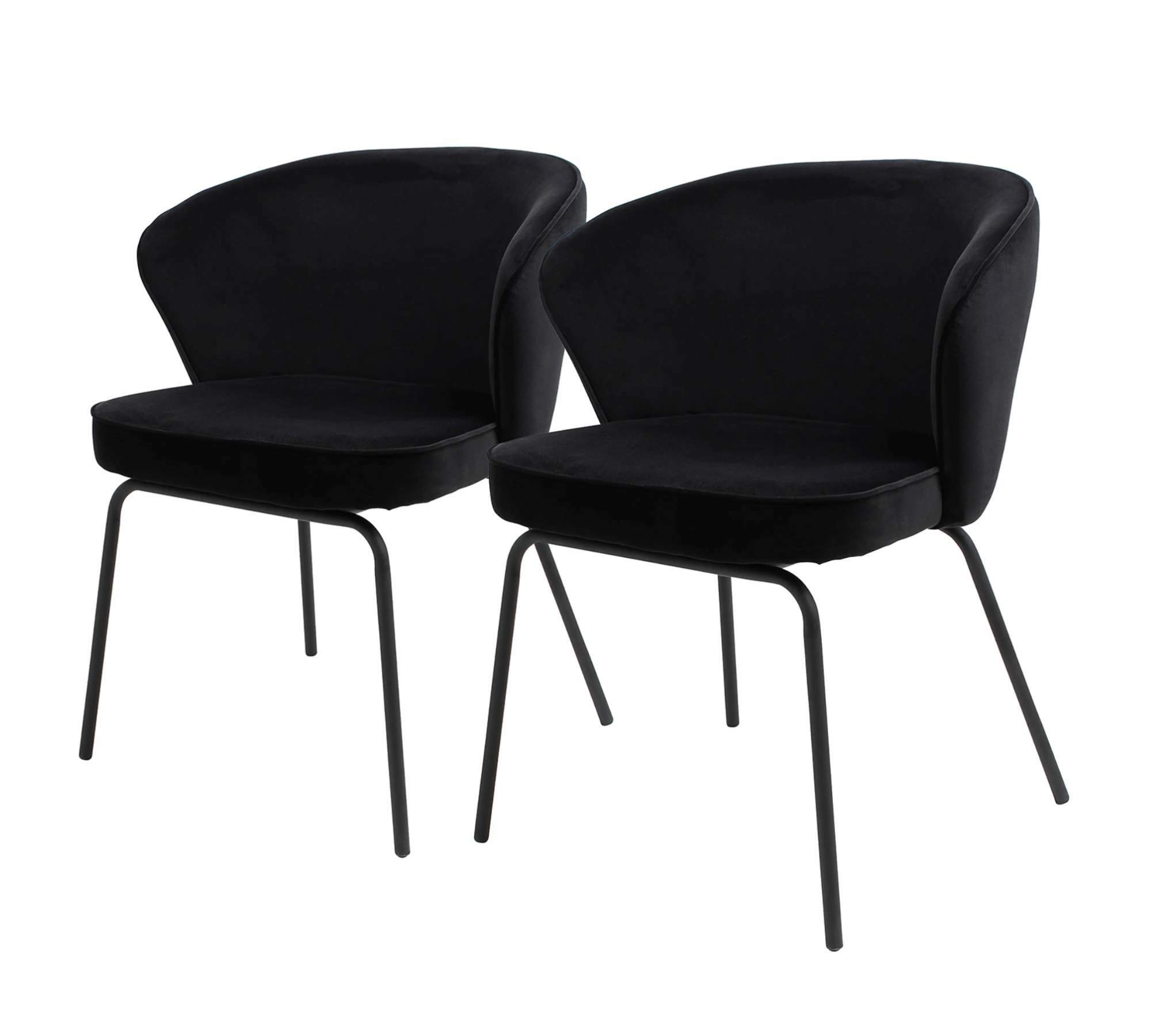 2x Polsterstuhl Metall Samt Schwarz 0