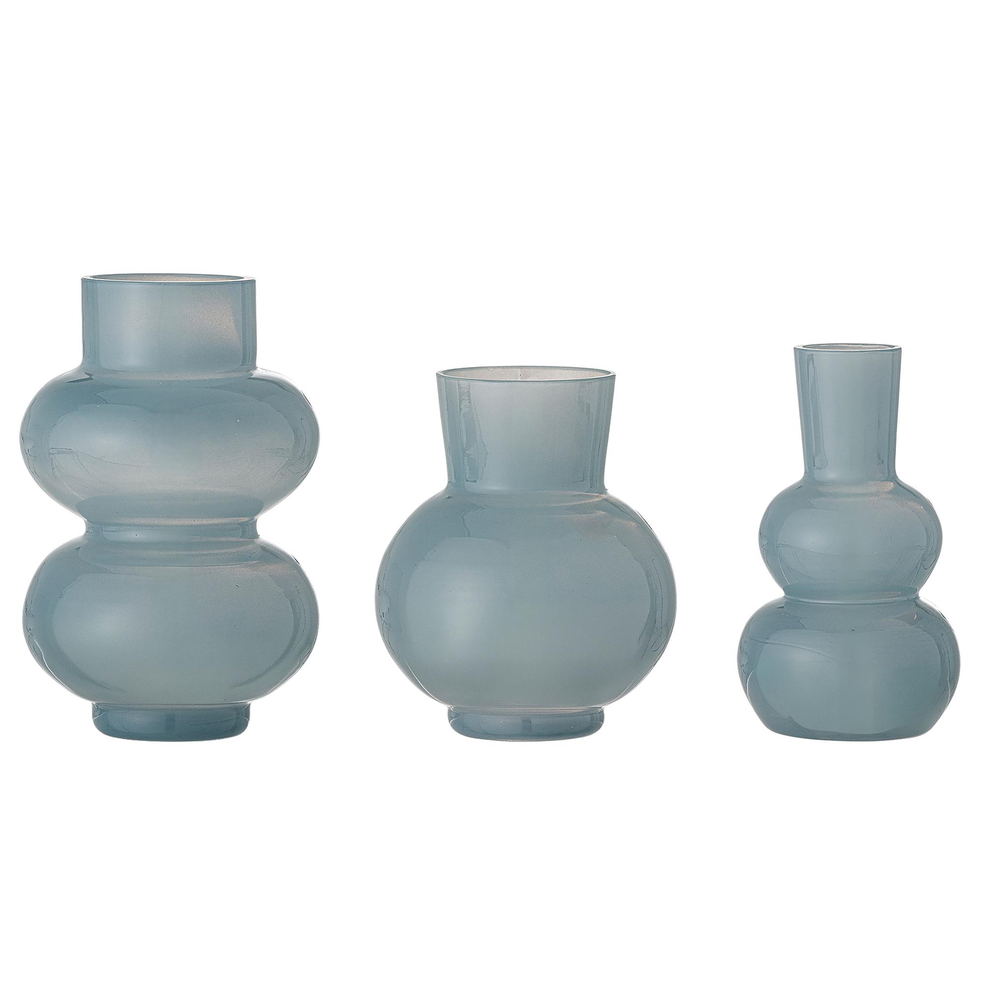 Vase Kinsie Set of 3 Glass Blue 0