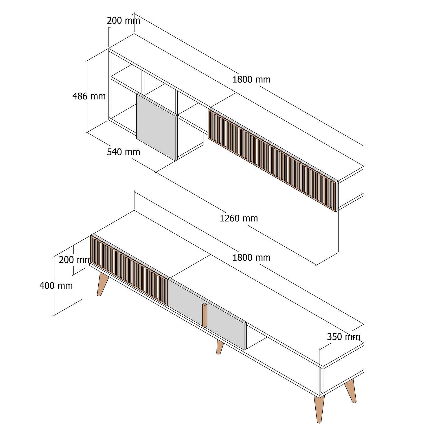 Milan Lowboard mit Wandregal Walnussbraun Anthrazit 5