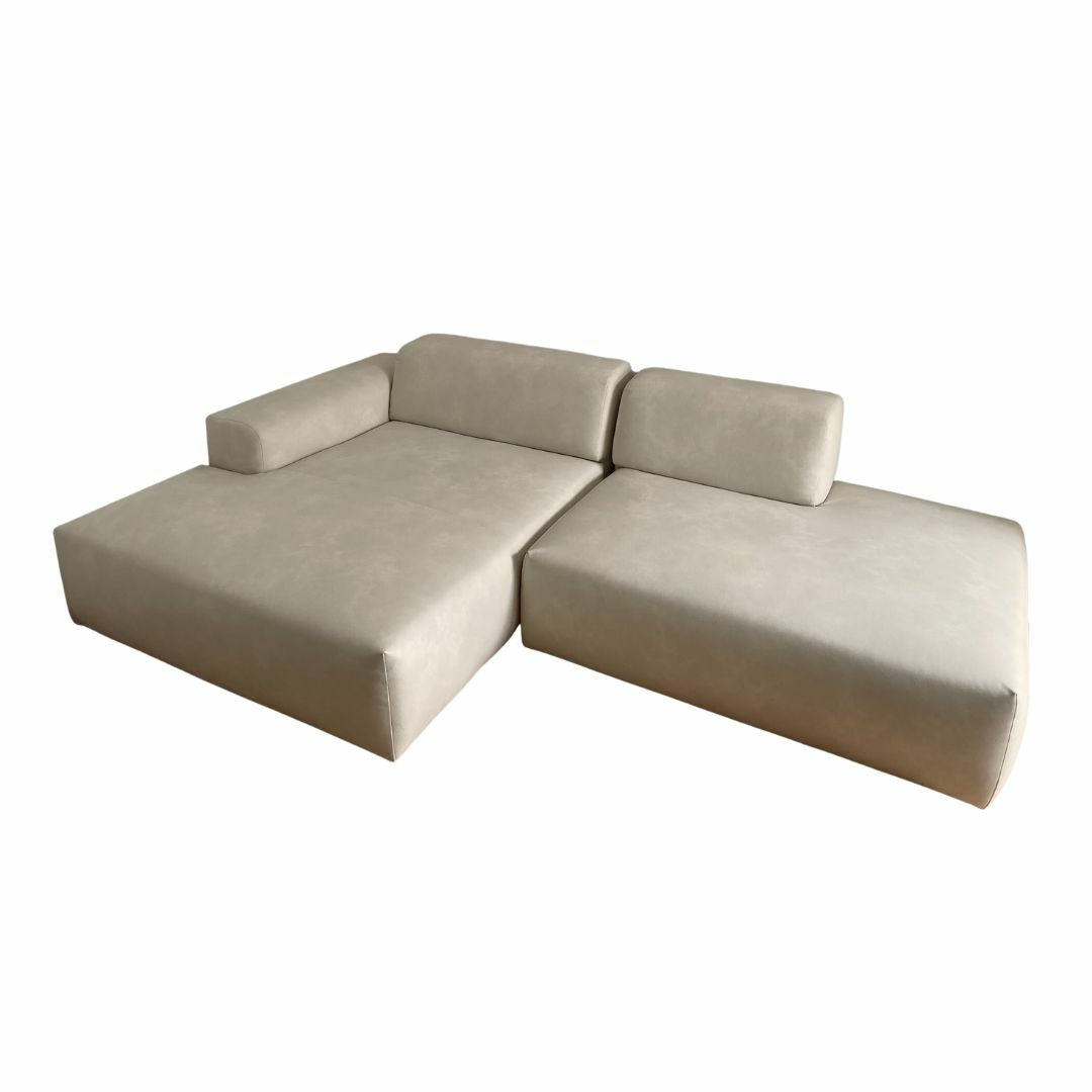 Pyllow Sofa Récamiere Links Kunstleder Creme Weiß 0