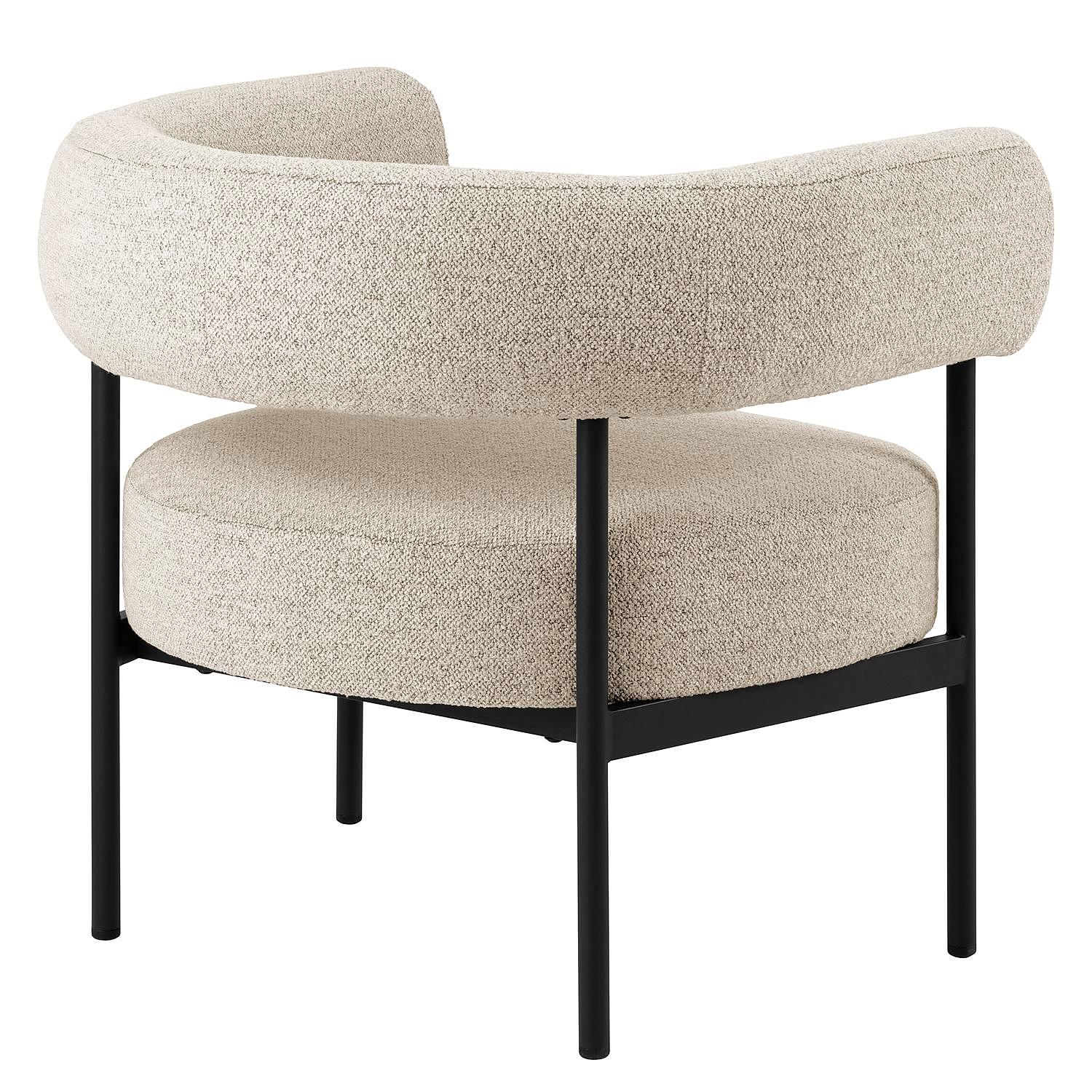 Loungesessel Kerame Bouclé Stahl Beige Schwarz 2