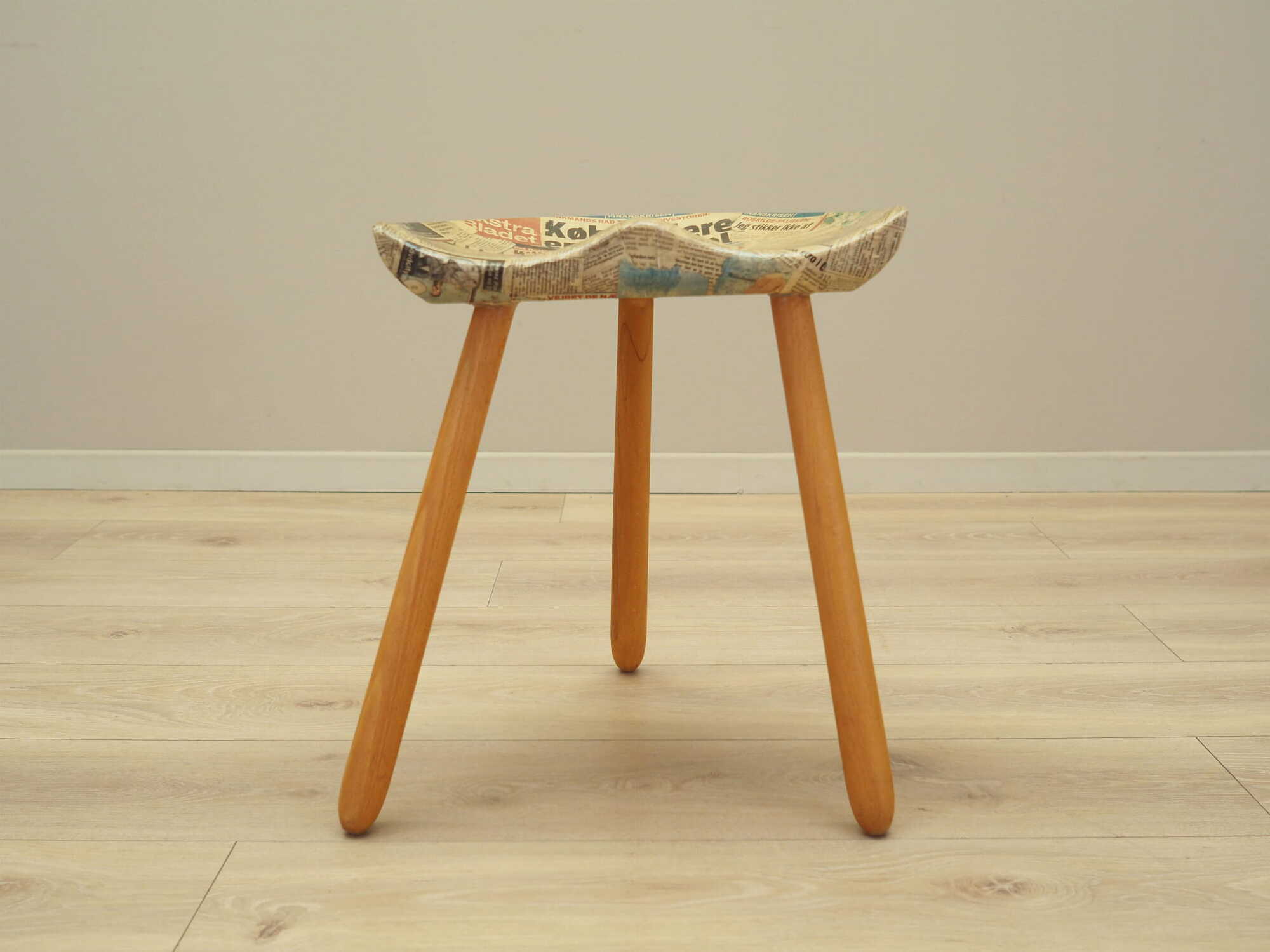 Vintage stool wood brown 1950s 2