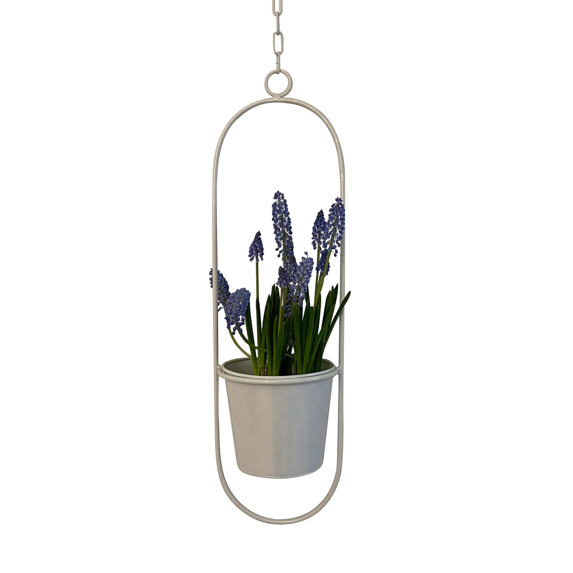 Hanging pot Metal Oval White 1