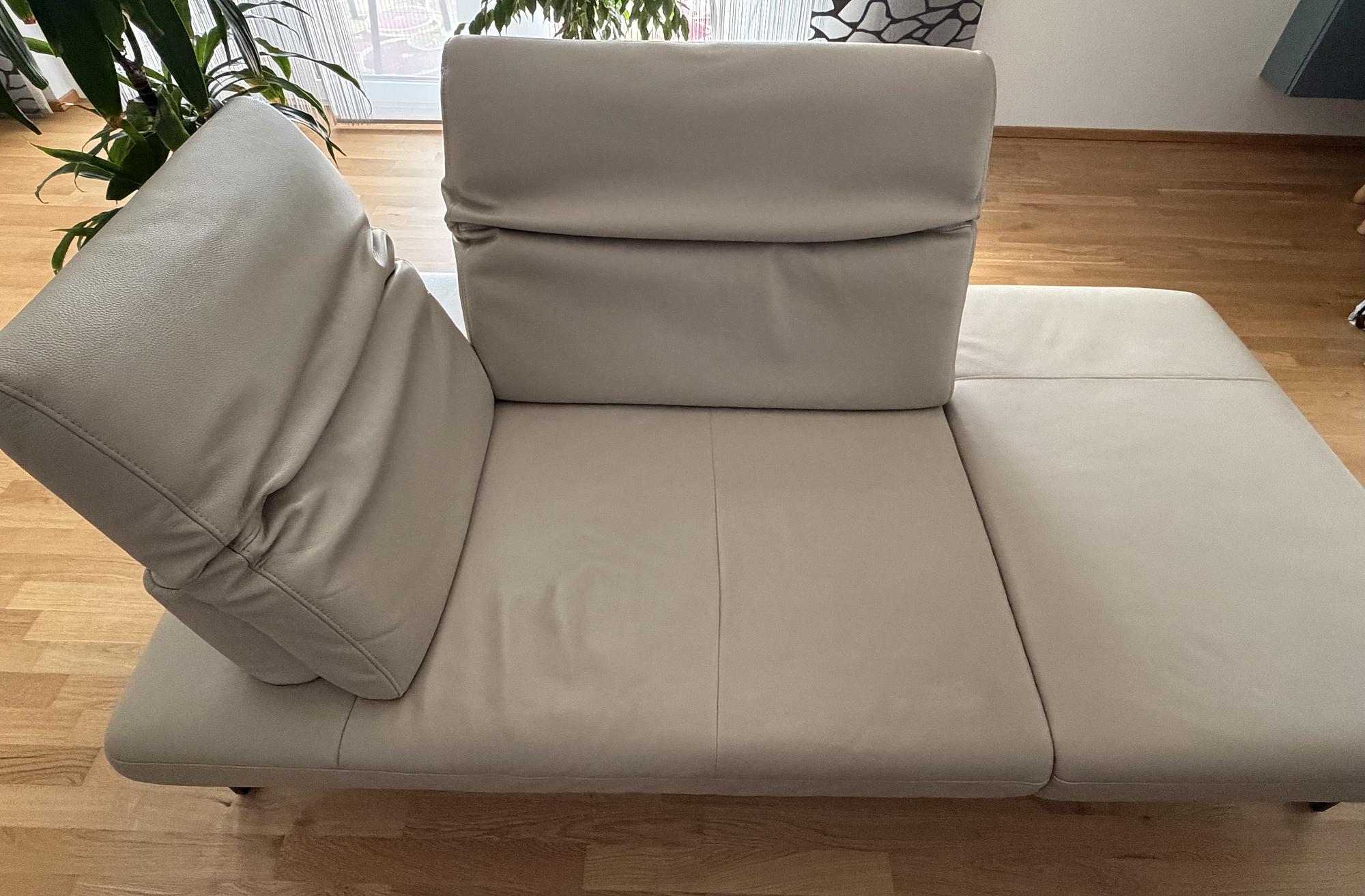 Récamiere und Sessel Leder Beige  1