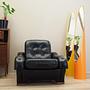 Armchair Faux Leather Black 1980s 4