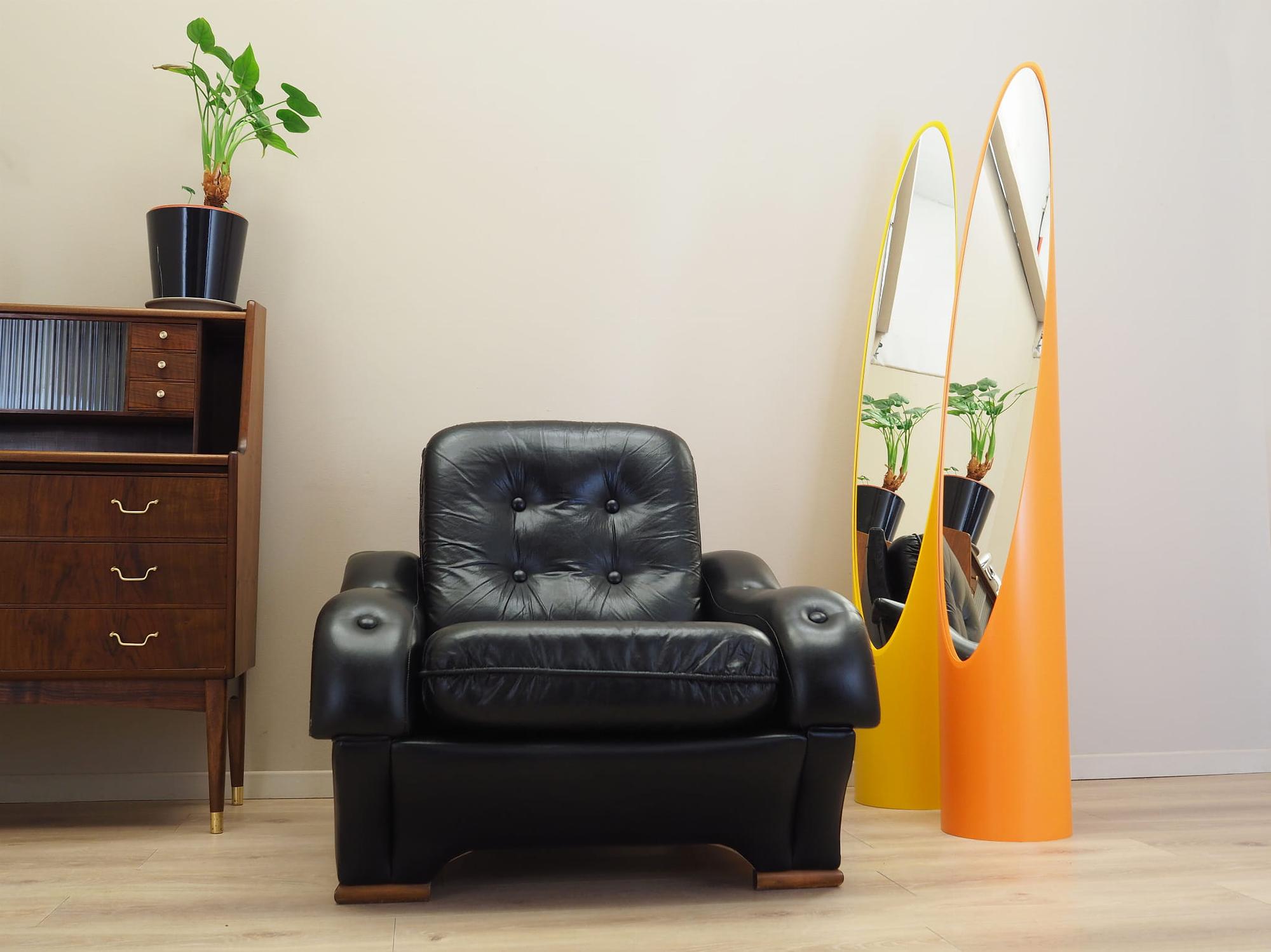 Armchair Faux Leather Black 1980s 4