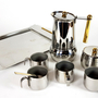 Vintage Espresso-Set Edelstahl Silber 1
