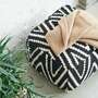 Pouf Wolle Schwarz Weiß 3
