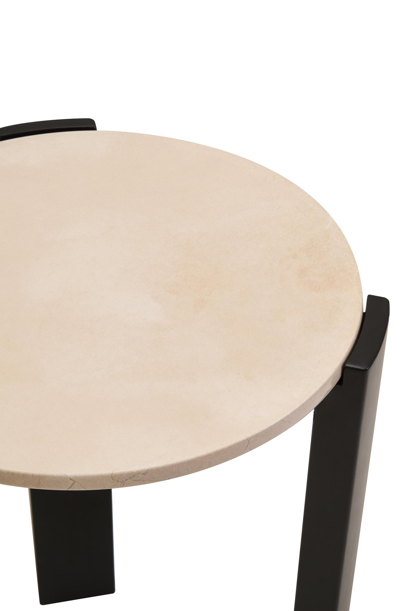 Palermo Runder Beistelltisch Marmorplatte Creme Schwarz 7
