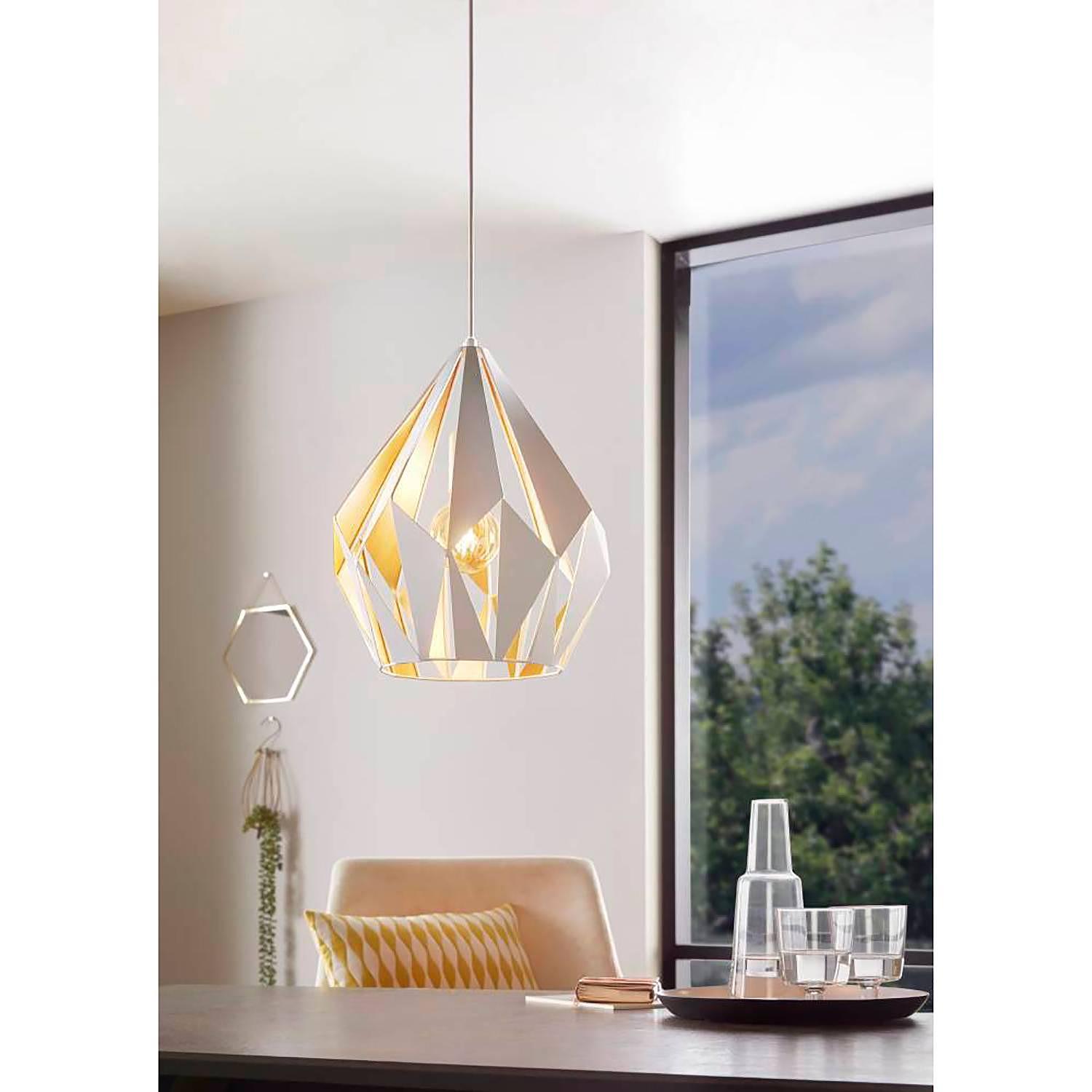Pendelleuchte Carlton I Stahl Weiß Gold Durchmesser: 31 cm 2