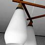 Wand- und Pendelleuchte-Set Teakholz Opalglas 3
