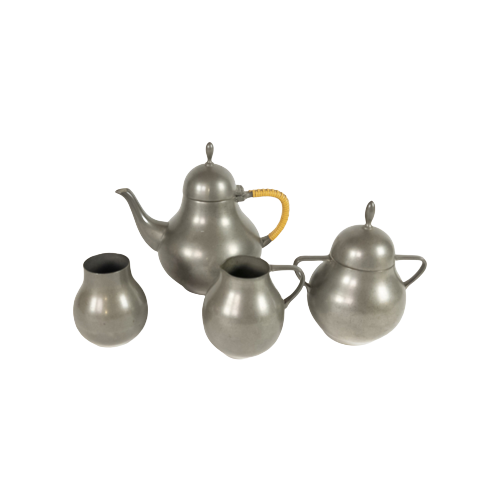 Vintage Set Geschirr Zinn Silber 1930er Jahre 0