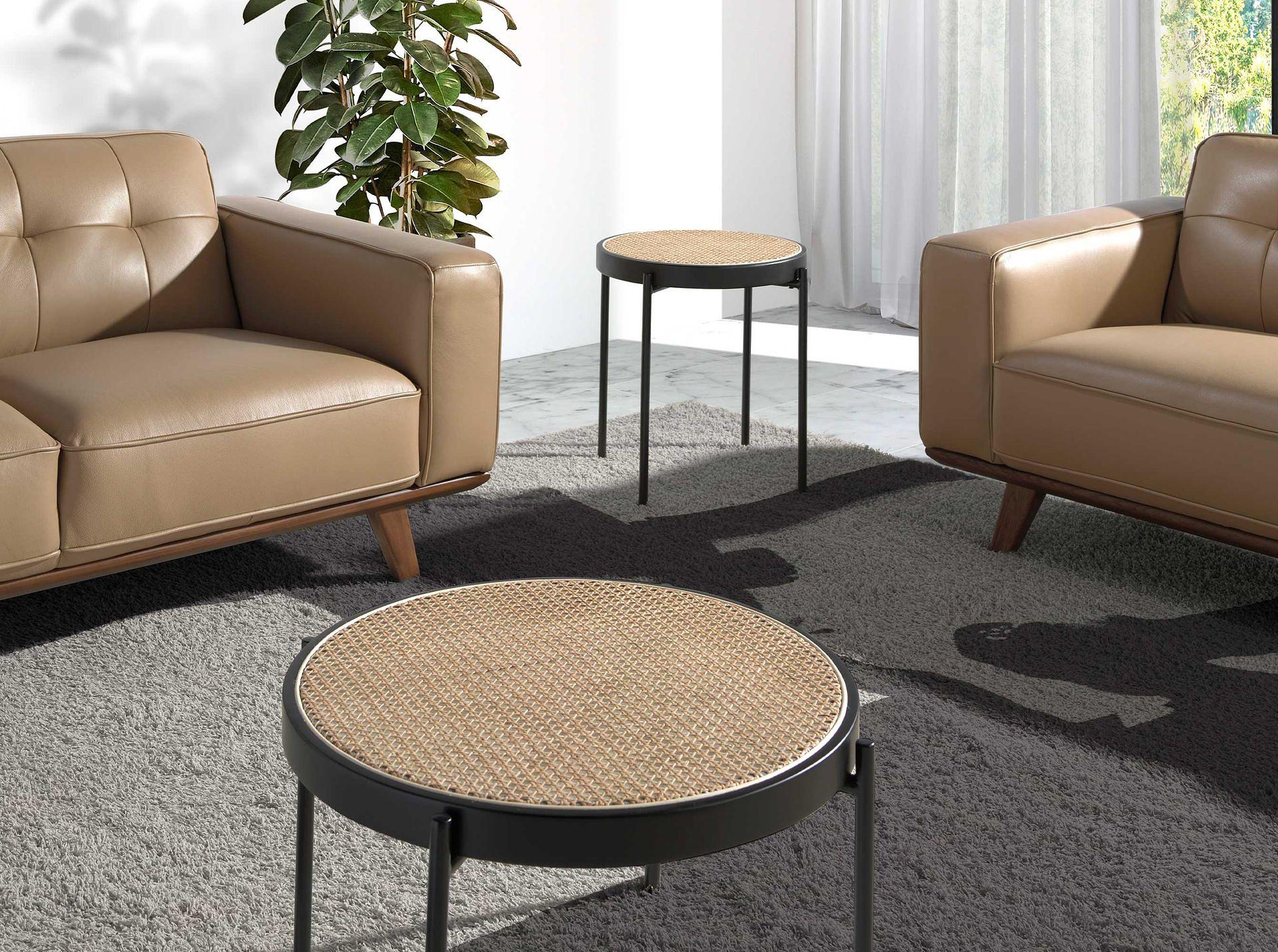 2109 Couchtisch Wiener Geflecht Edelstahl Braun 1