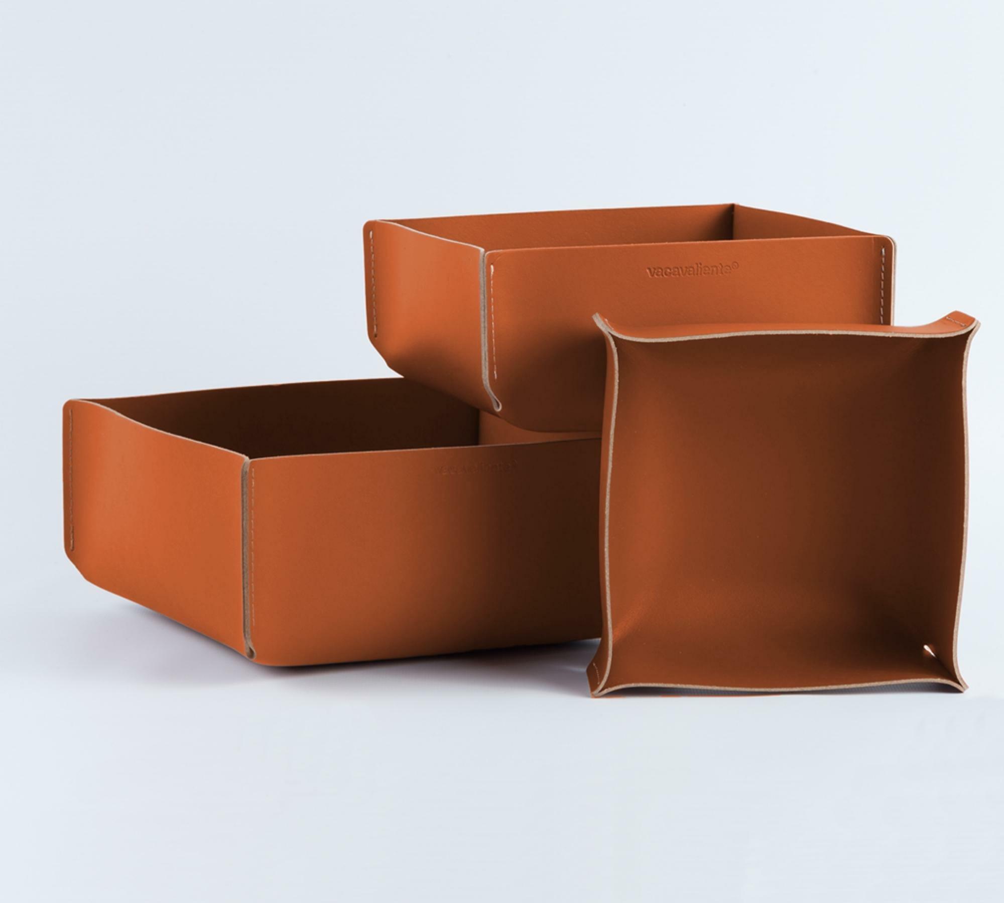 Korb S 100% Recyceltes Leder Braun 3