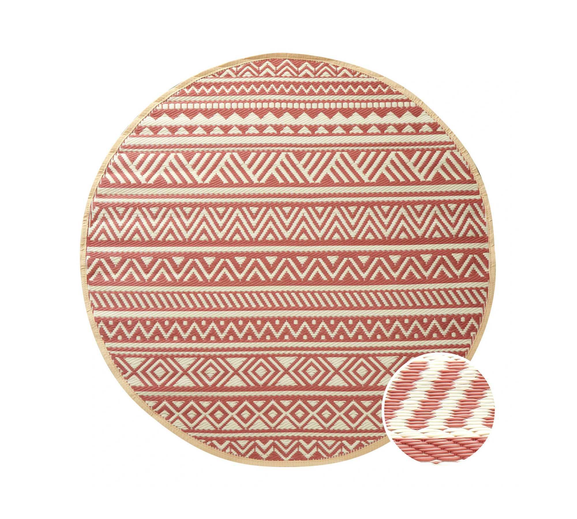 Outdoor Teppich Hellrot Creme 0