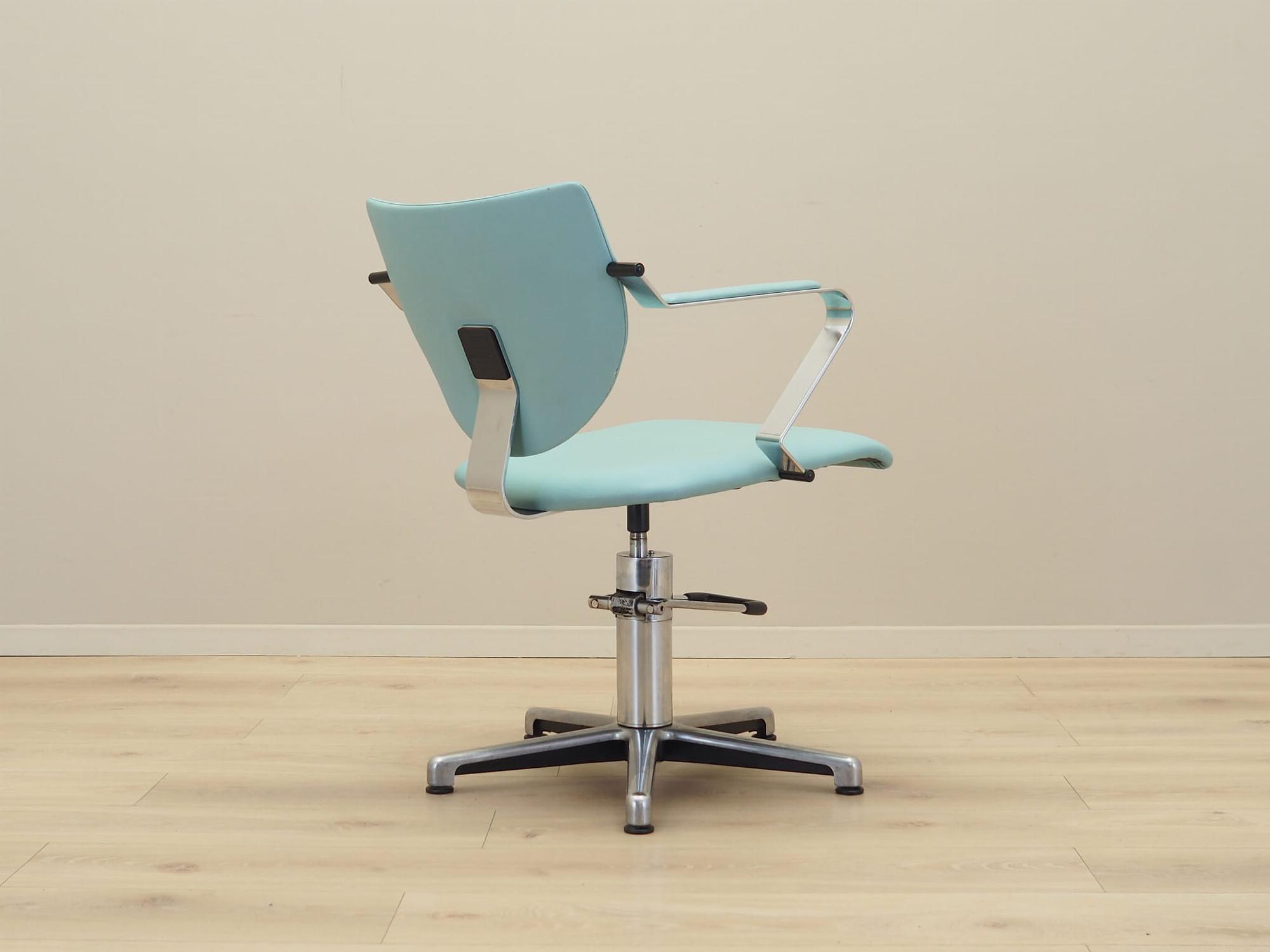 Barber chair Leather Blue 1980s 5